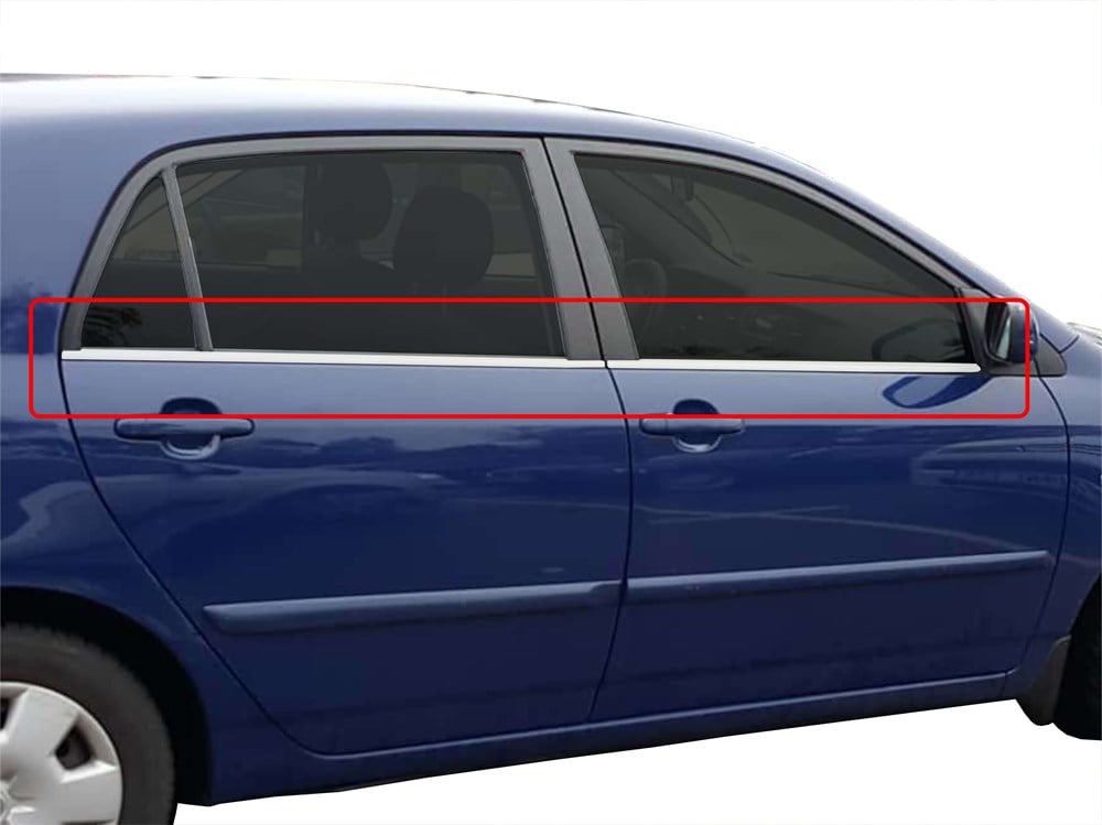 Corolla 9 E120 Cam Çıtası 4 Prç Krom 2003-2007 Corolla 9 E120 Cam Çıtası 4 Prç Krom 2003-2007