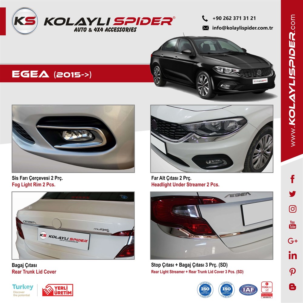 Fiat Egea Bagaj Alt Çıta Krom 2015 ve Sonrası Fiat Egea Bagaj Alt Çıta Krom 2015 ve Sonrası