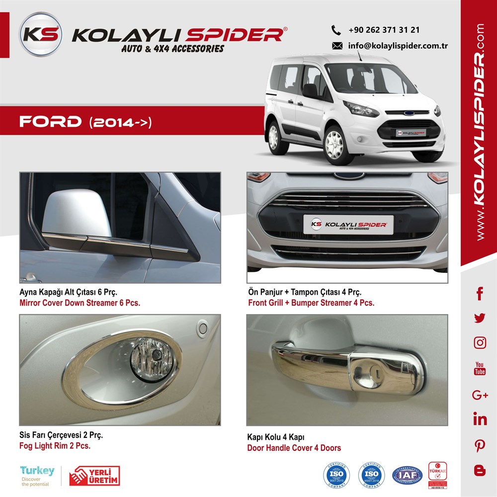 Ford Connect Sürgülü Kapı Çıtası Krom 2014 ve Sonrası Ford Connect Sürgülü Kapı Çıtası Krom 2014 ve Sonrası