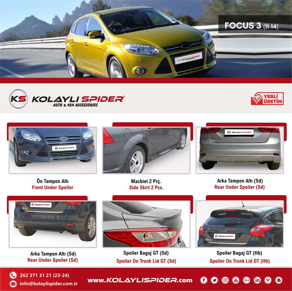 Ford Focus 3 HB Cam Üst Çıtası 8 Prç. Krom 2011-2014 Ford Focus 3 HB Cam Üst Çıtası 8 Prç. Krom 2011-2014