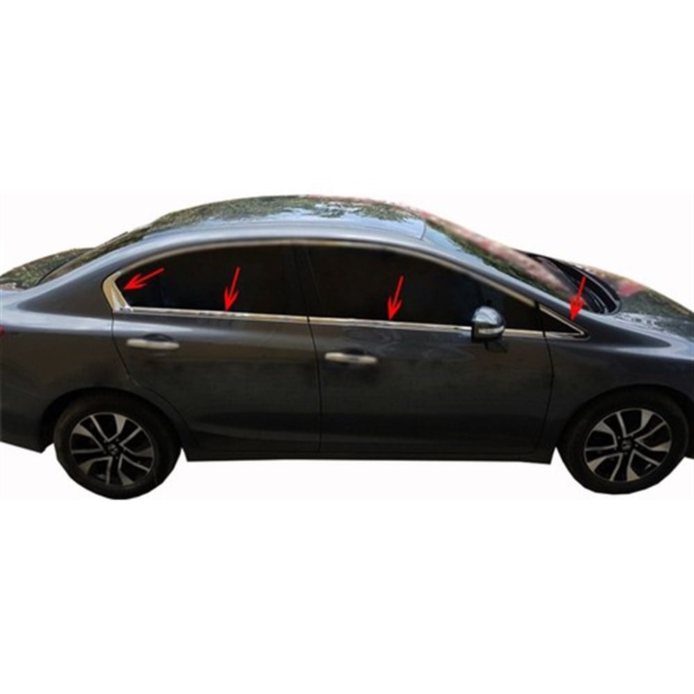 Honda Civic 9 Cam Çıtası 8 Prç Krom 2012 ve Sonrası Honda Civic 9 Cam Çıtası 8 Prç Krom 2012 ve Sonrası