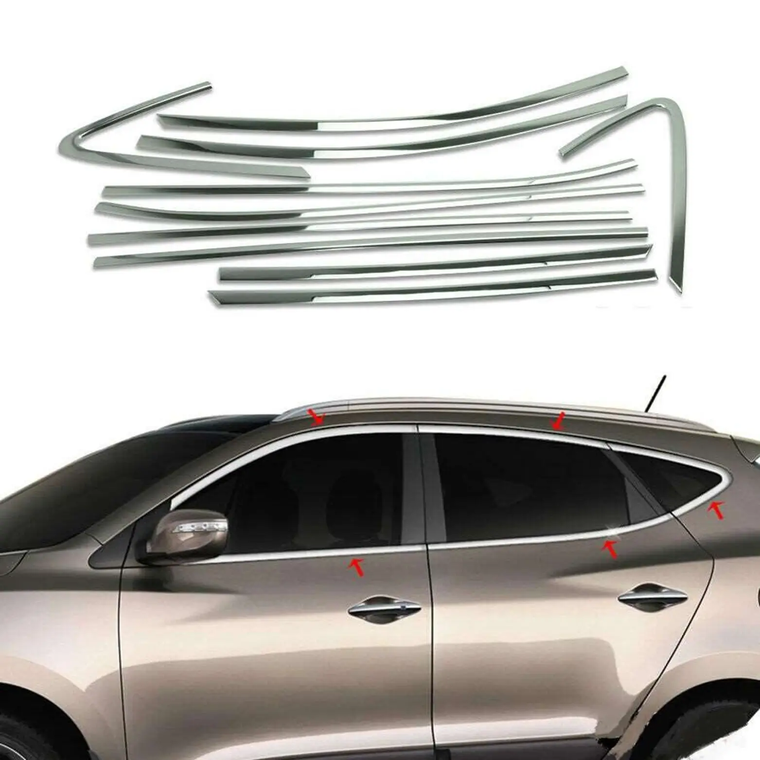 Hyundai Ix35 Uyumlu 2010 Sonrası Cam Çıtası Krom Hyundai Ix35 Uyumlu 2010 Sonrası Cam Çıtası Krom