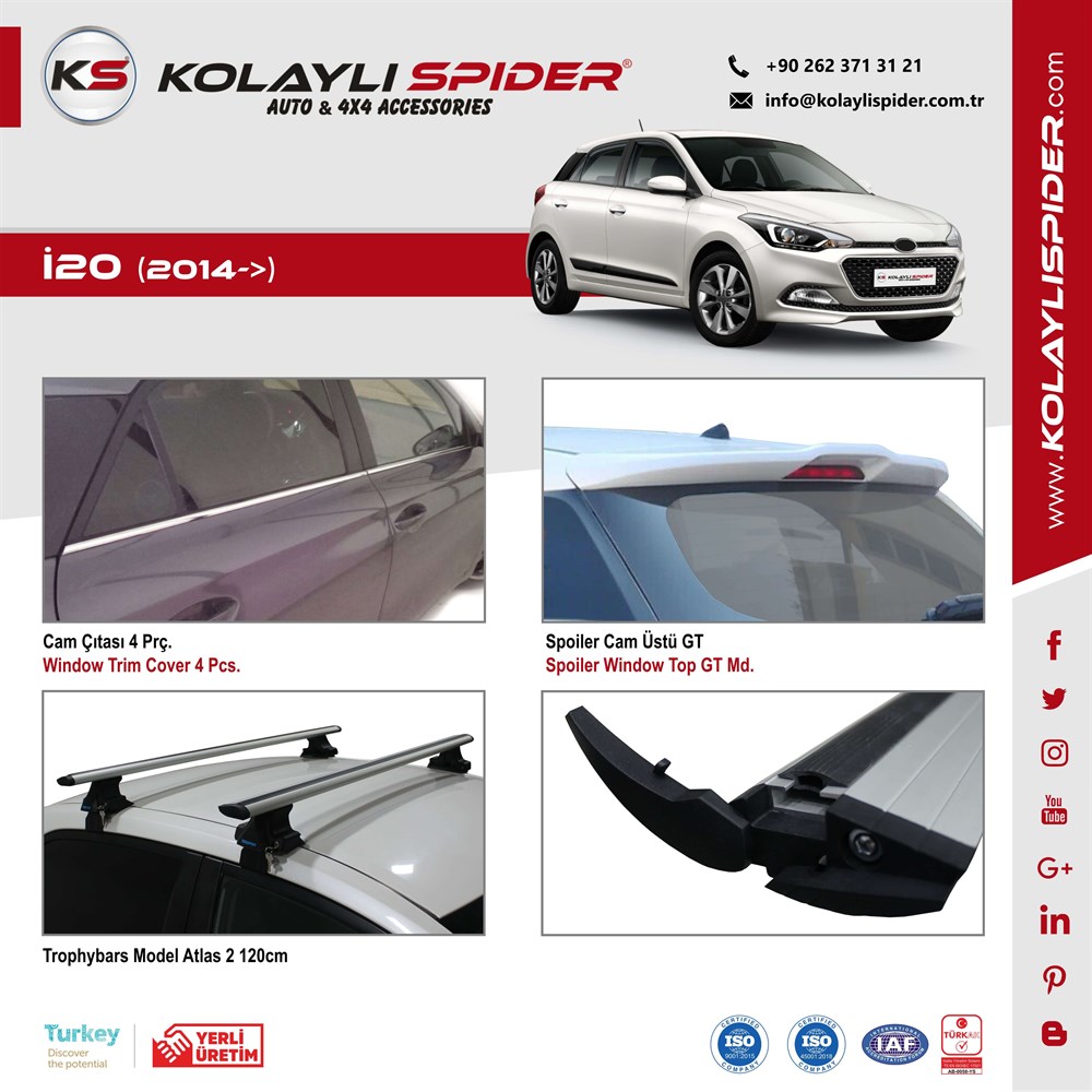 Hyundai i20 Bagaj Alt Çıtası HB Krom 2014-2018 Hyundai i20 Bagaj Alt Çıtası HB Krom 2014-2018