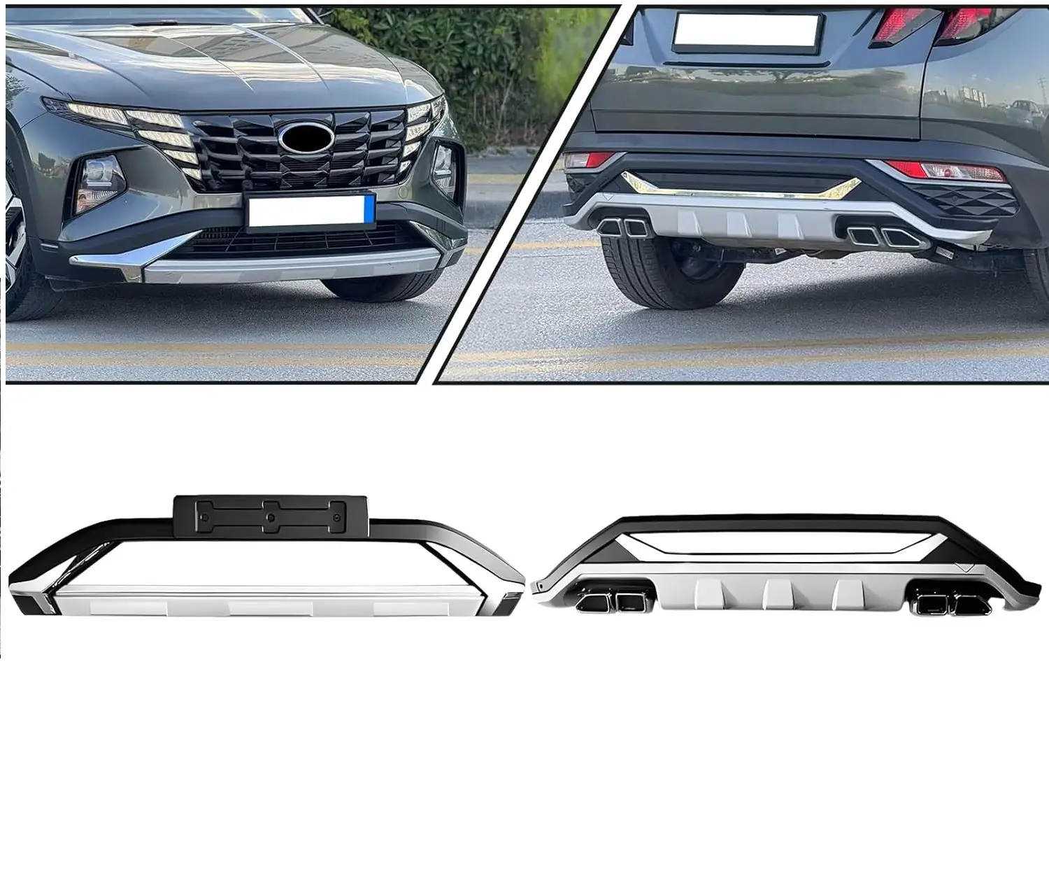 Hyundai Tucson 2021-2024 Arası Uyumlu Ön Arka Koruma Difüzör Hyundai Tucson 2021-2024 Arası Uyumlu Ön Arka Koruma Difüzör