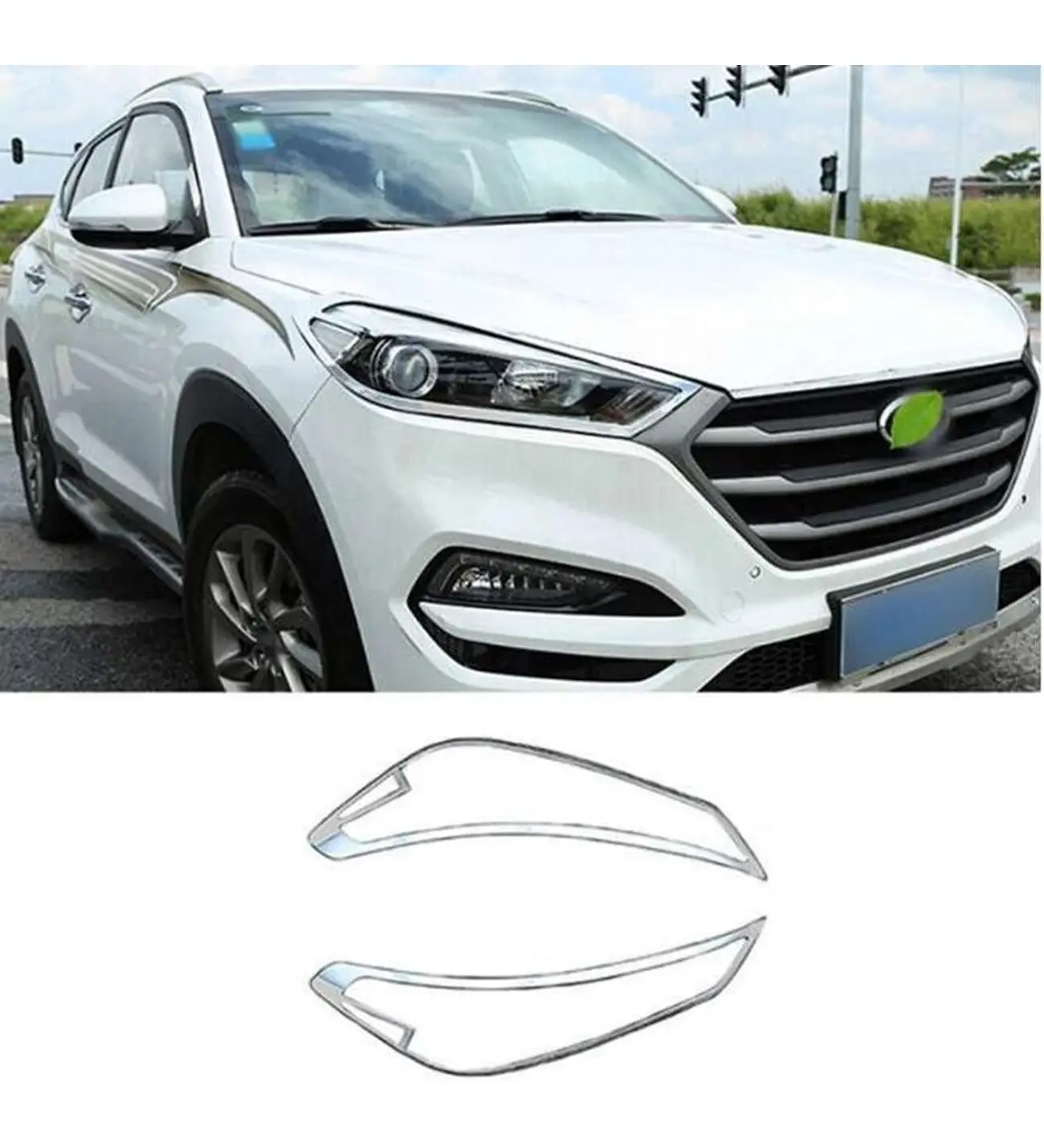 Hyundai Tucson Uyumlu 2015 2018 Ön Far Kaplama Abs (Plastik) Krom Hyundai Tucson Uyumlu 2015 2018 Ön Far Kaplama Abs (Plastik) Krom