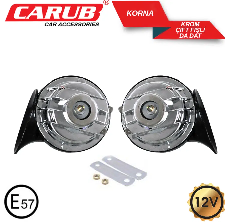 CARUB Korna12V 2Li Süper Dadat Tek Fişli KROM BELGLİ