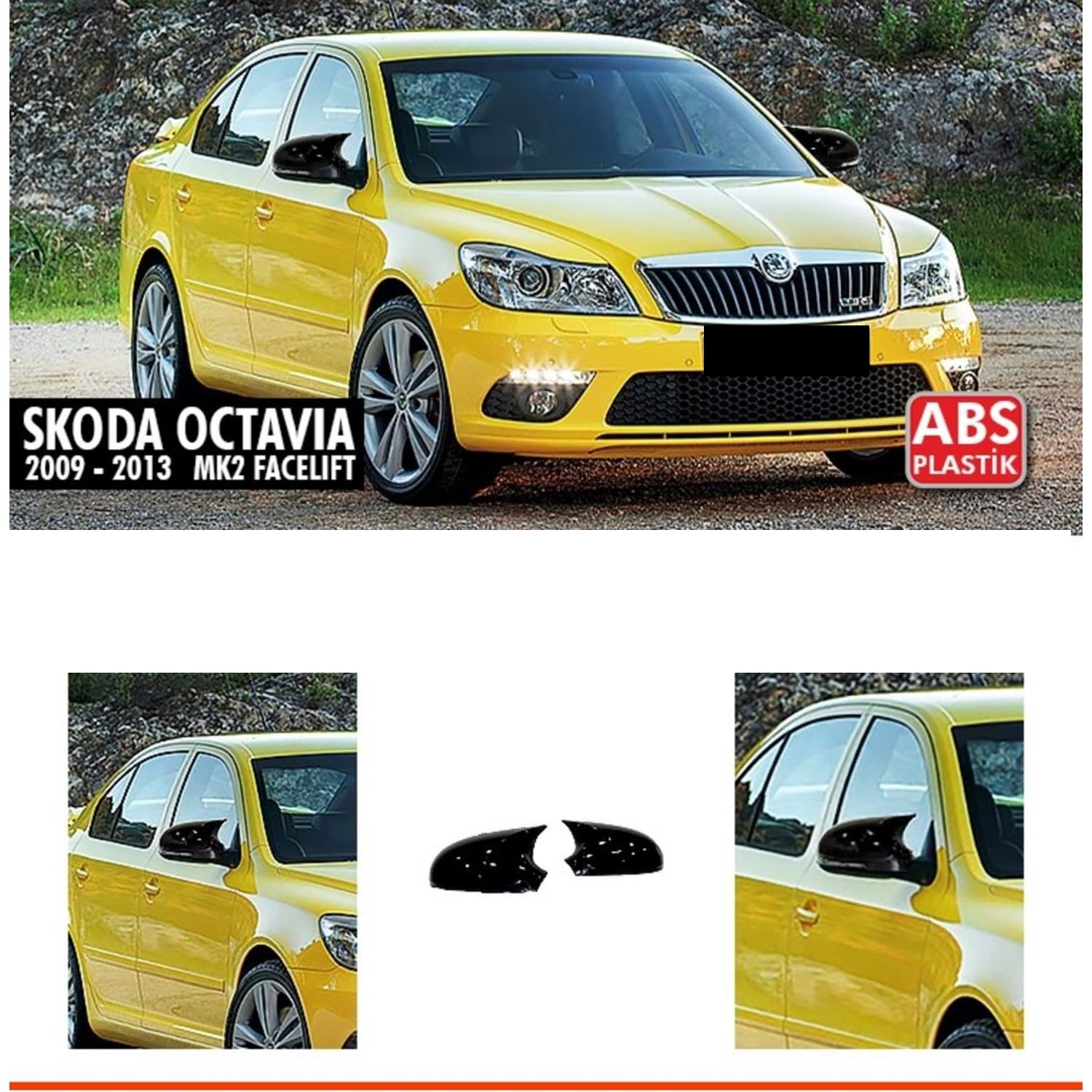 Octavia Batman Ayna Kapağı Piano Black / 2013-2020 Octavia Batman Ayna Kapağı Piano Black / 2013-2020