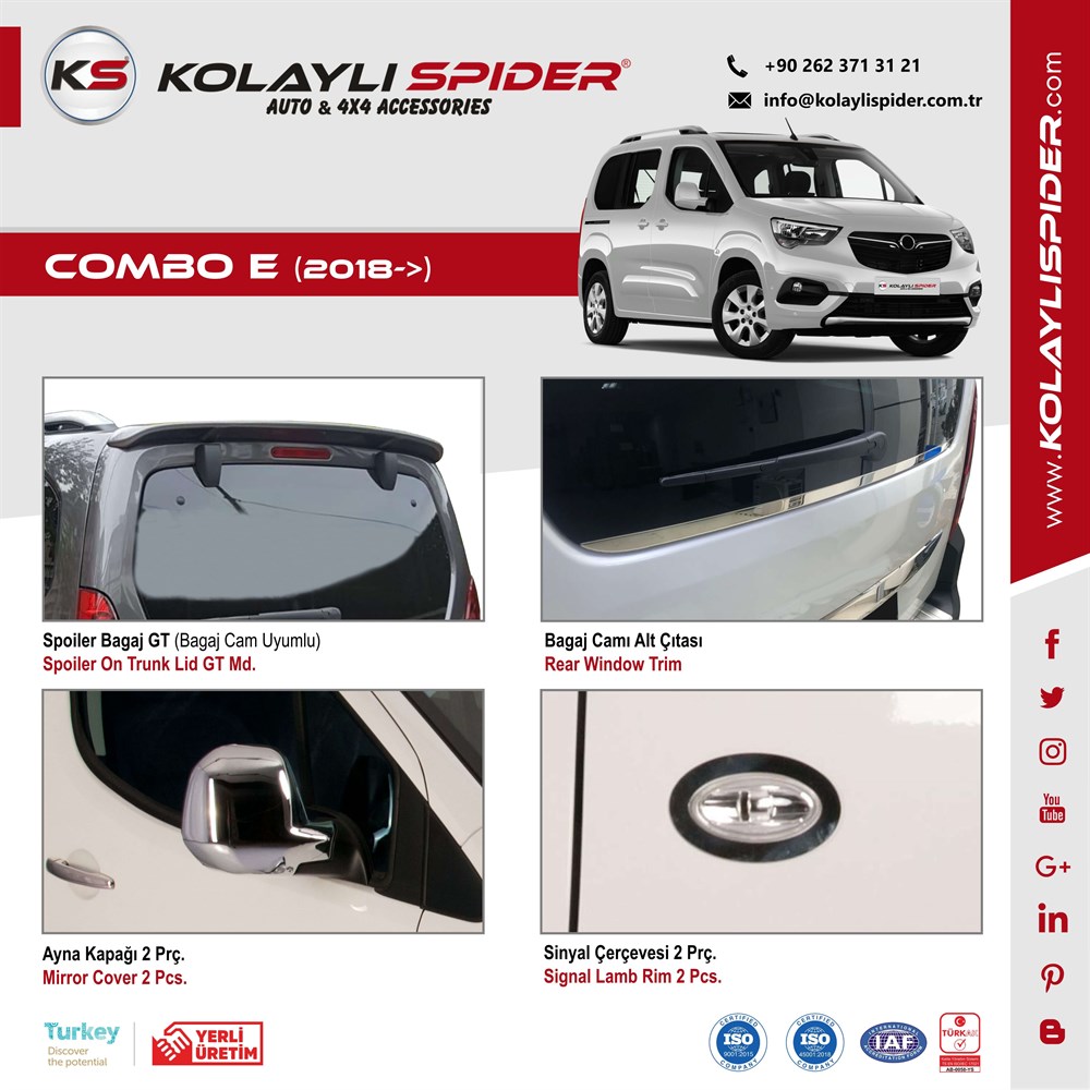Opel Combo E Bagaj Camı Alt Çıtası Krom 2018 ve Sonrası Opel Combo E Bagaj Camı Alt Çıtası Krom 2018 ve Sonrası