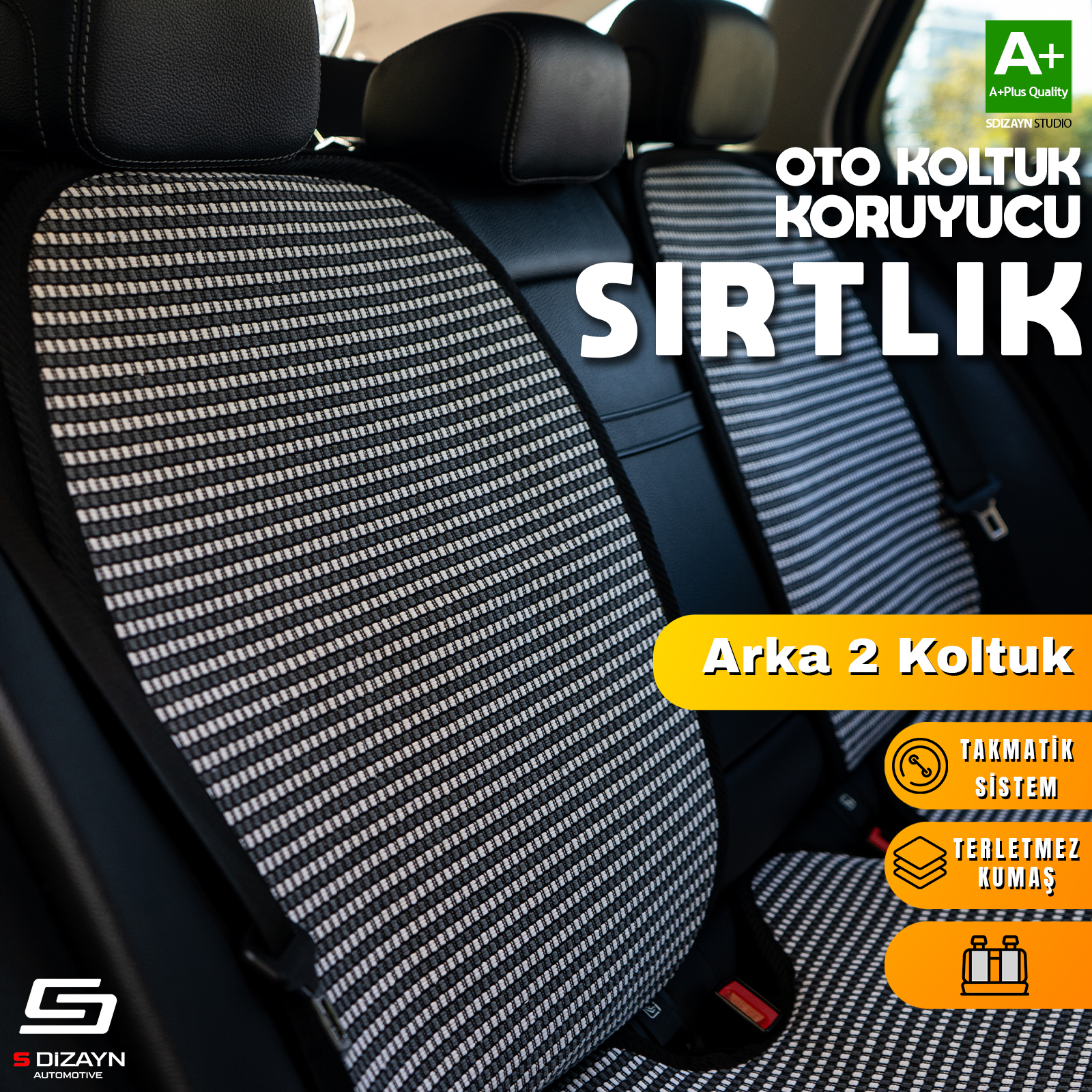 Oto Arka Koltuk Sırt Koruyucu Kılıf Çizgili Füme Beyaz Universal 2 Parça A+ Kalite Oto Arka Koltuk Sırt Koruyucu Kılıf Çizgili Füme Beyaz Universal 2 Parça A+ Kalite