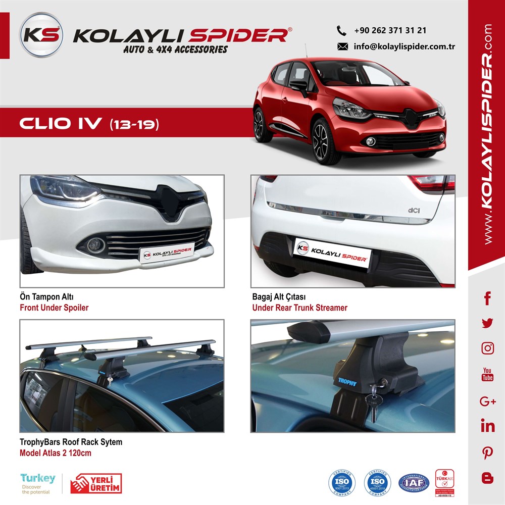 Renault Clio 4 Yan Kapı Çıtası 4 Prç Krom 2013-2019 Renault Clio 4 Yan Kapı Çıtası 4 Prç Krom 2013-2019