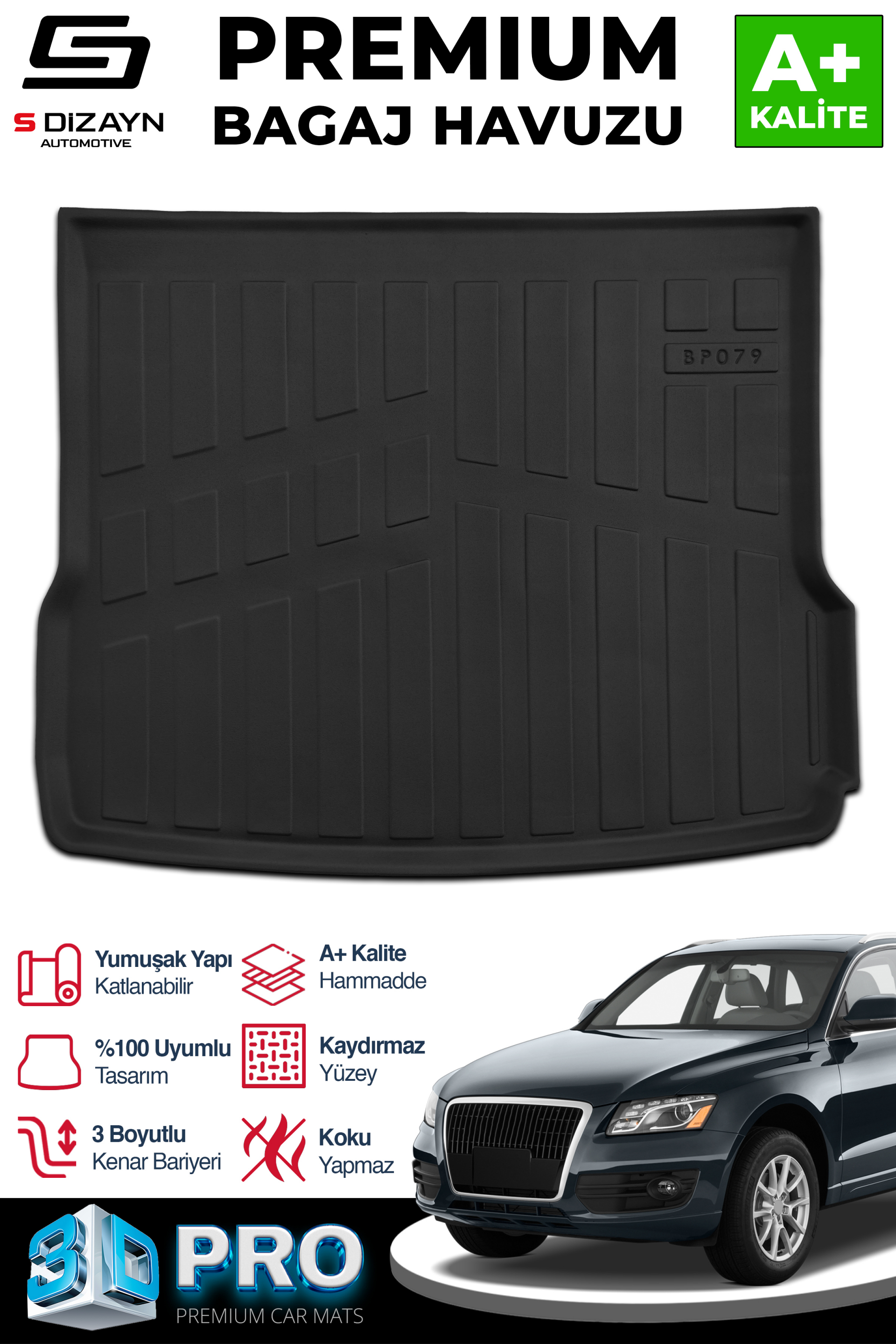 S-Dizayn Audi Q5 3D Pro Bagaj Havuzu 2009-2017 A+ Kalite S-Dizayn Audi Q5 3D Pro Bagaj Havuzu 2009-2017 A+ Kalite