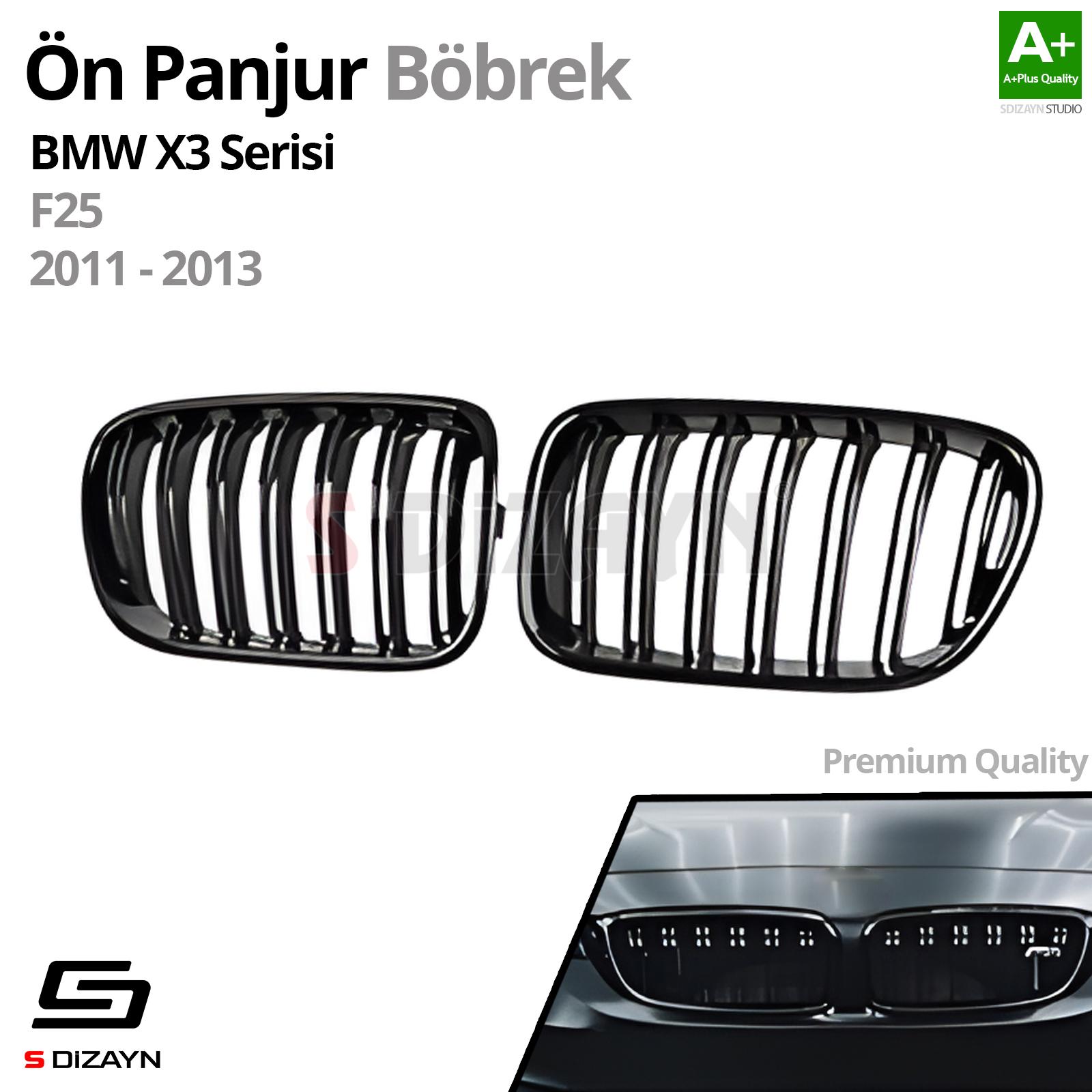 S-Dizayn Bmw X3 F25 Ön Panjur Böbrek Parlak Siyah Piano Black M X3 Model 2011-2013 S-Dizayn Bmw X3 F25 Ön Panjur Böbrek Parlak Siyah Piano Black M X3 Model 2011-2013