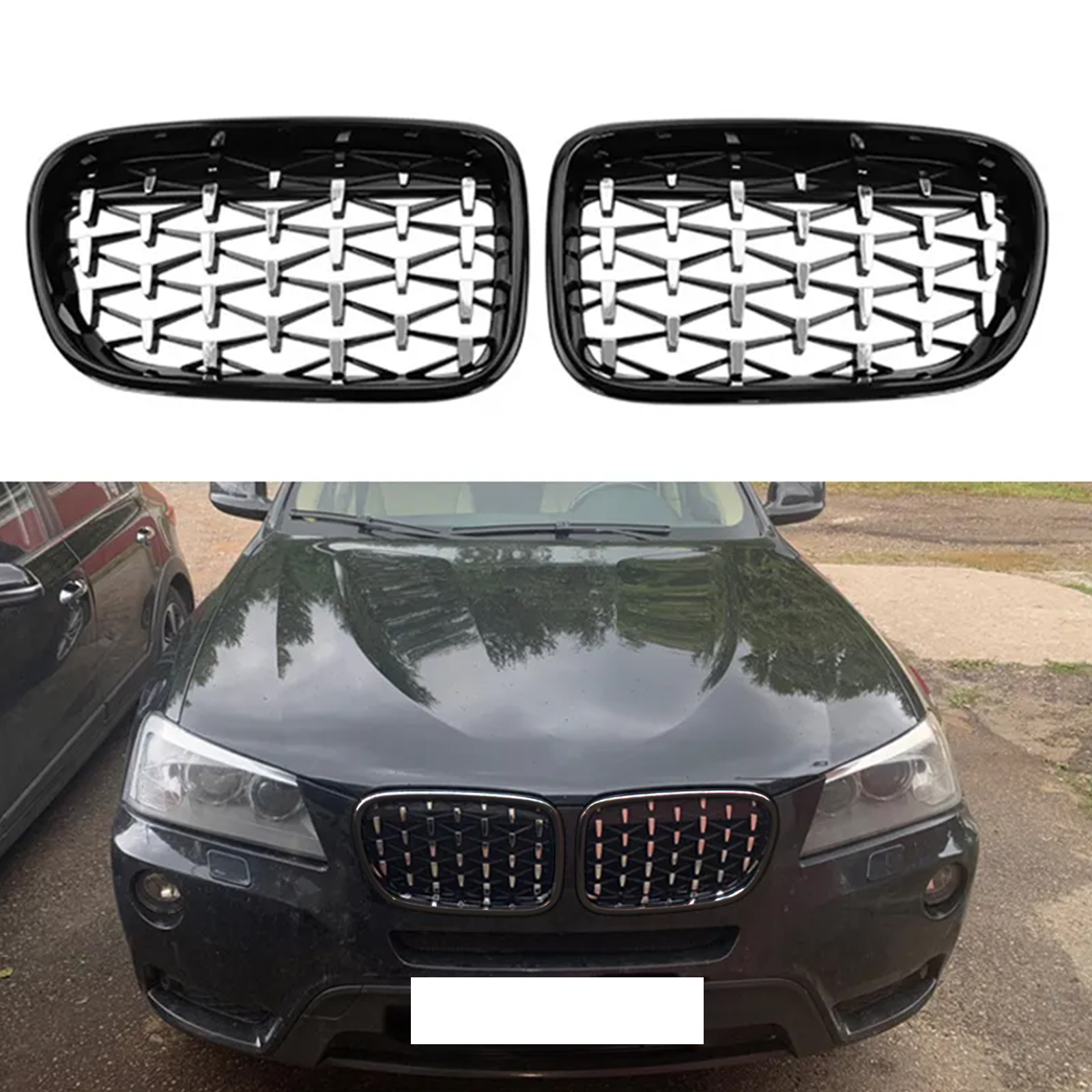 S-Dizayn Bmw X3-X4 F25/F26 Ön Panjur Böbrek Parlak Siyah Çerçeveli Krom Diamond Model 2014-2017 S-Dizayn Bmw X3-X4 F25/F26 Ön Panjur Böbrek Parlak Siyah Çerçeveli Krom Diamond Model 2014-2017
