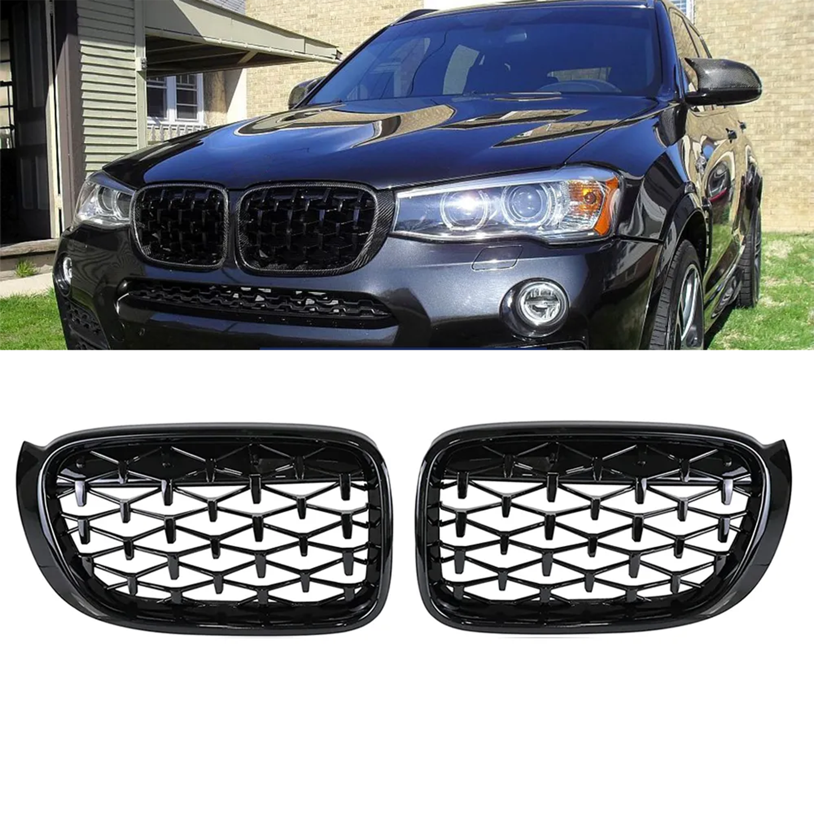 S-Dizayn Bmw X3-X4 F25/F26 Ön Panjur Böbrek Parlak Siyah Piano Black Diamond Model 2014-2017 S-Dizayn Bmw X3-X4 F25/F26 Ön Panjur Böbrek Parlak Siyah Piano Black Diamond Model 2014-2017