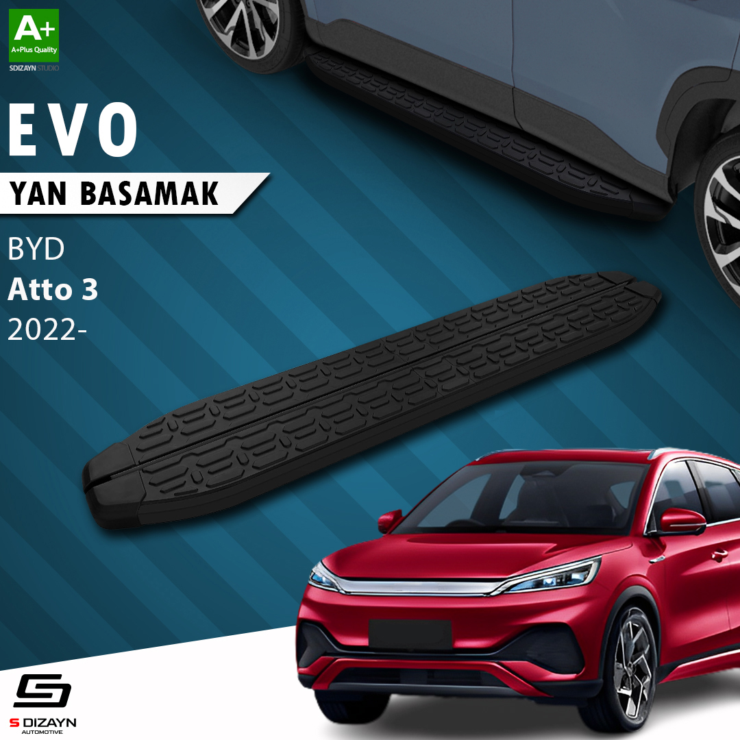 S-Dizayn BYD Atto 3 Evo Siyah Yan Basamak 193 Cm 2022 Üzeri S-Dizayn BYD Atto 3 Evo Siyah Yan Basamak 193 Cm 2022 Üzeri