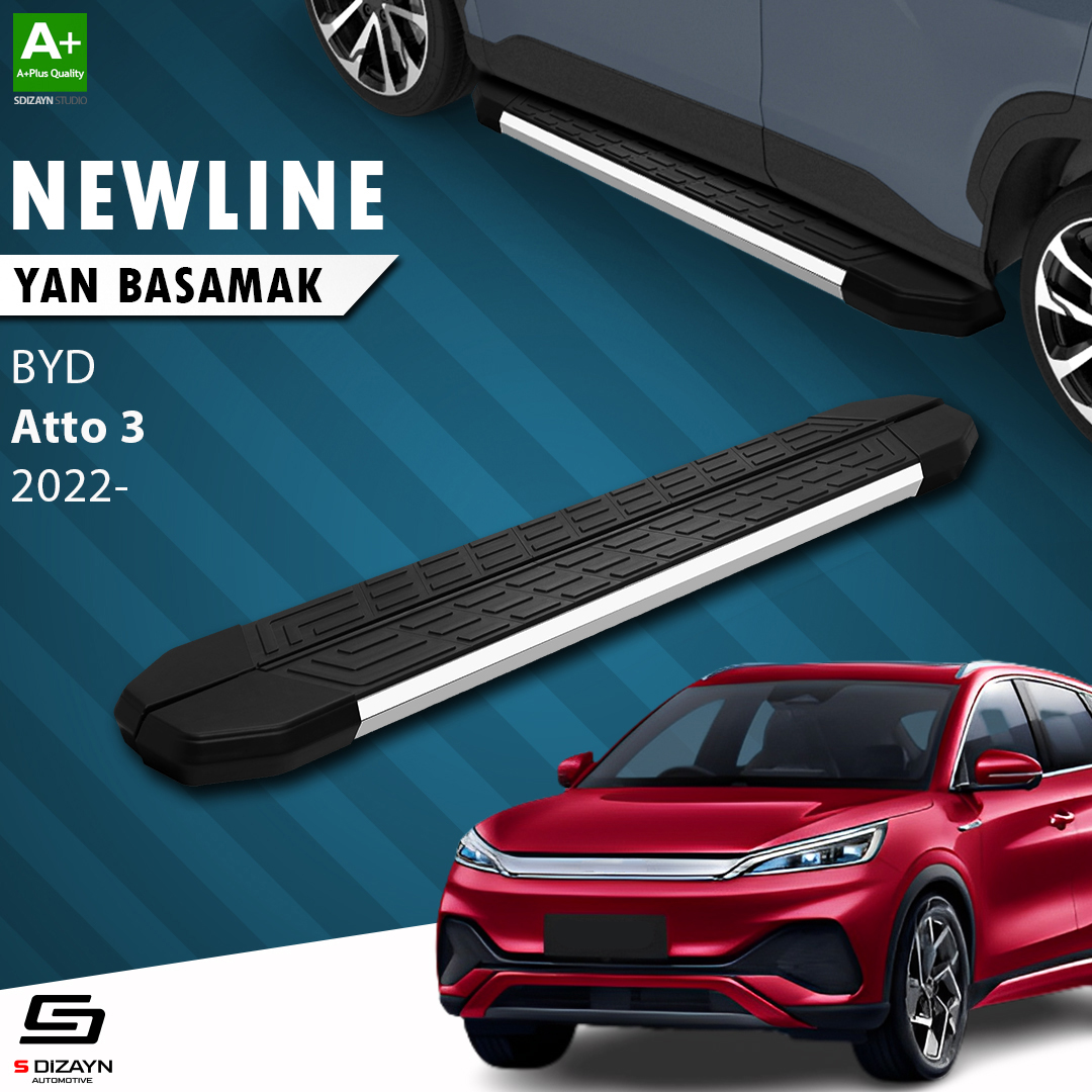 S-Dizayn BYD Atto 3 NewLine Krom Yan Basamak 193 Cm 2022 Üzeri S-Dizayn BYD Atto 3 NewLine Krom Yan Basamak 193 Cm 2022 Üzeri