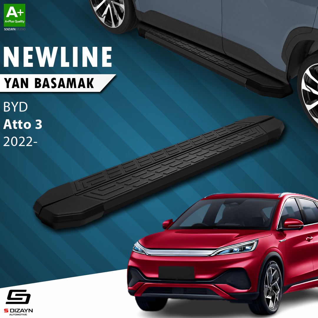 S-Dizayn BYD Atto 3 NewLine Siyah Yan Basamak 193 Cm 2022 Üzeri S-Dizayn BYD Atto 3 NewLine Siyah Yan Basamak 193 Cm 2022 Üzeri
