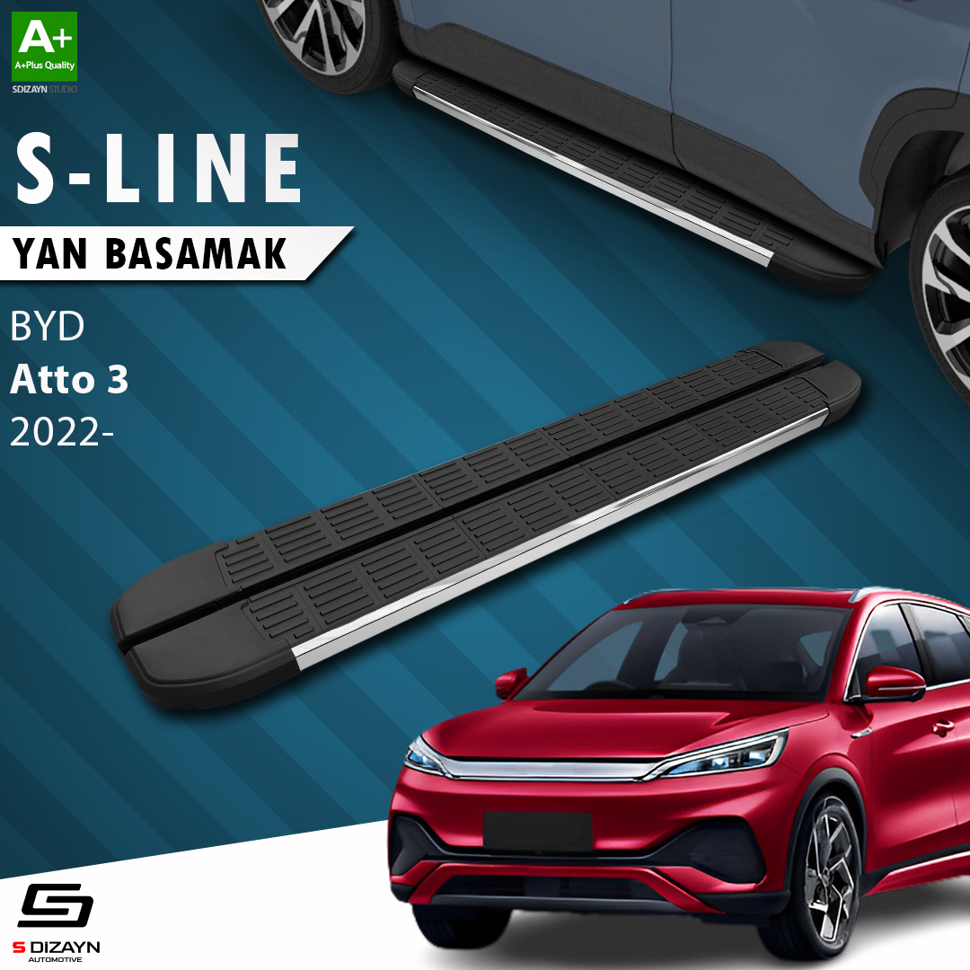 S-Dizayn BYD Atto 3 S-Line Krom Yan Basamak 193 Cm 2022 Üzeri S-Dizayn BYD Atto 3 S-Line Krom Yan Basamak 193 Cm 2022 Üzeri