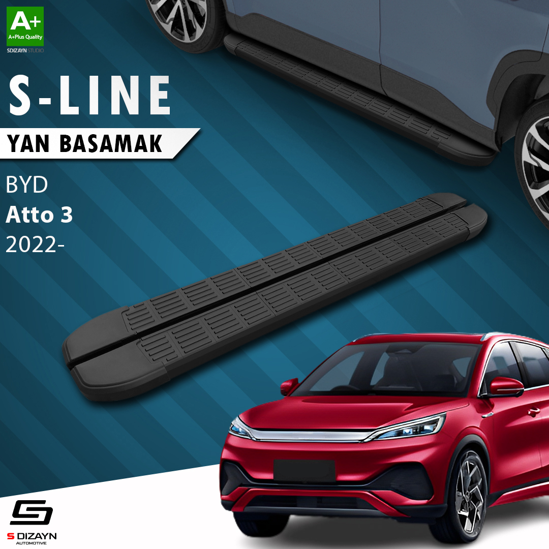 S-Dizayn BYD Atto 3 S-Line Siyah Yan Basamak 193 Cm 2022 Üzeri S-Dizayn BYD Atto 3 S-Line Siyah Yan Basamak 193 Cm 2022 Üzeri