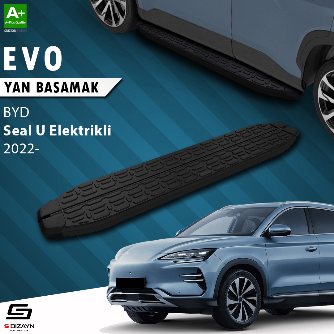 S-Dizayn BYD Seal U Elektrikli Evo Siyah Yan Basamak 193 Cm 2022 Üzeri A+ Kalite S-Dizayn BYD Seal U Elektrikli Evo Siyah Yan Basamak 193 Cm 2022 Üzeri A+ Kalite