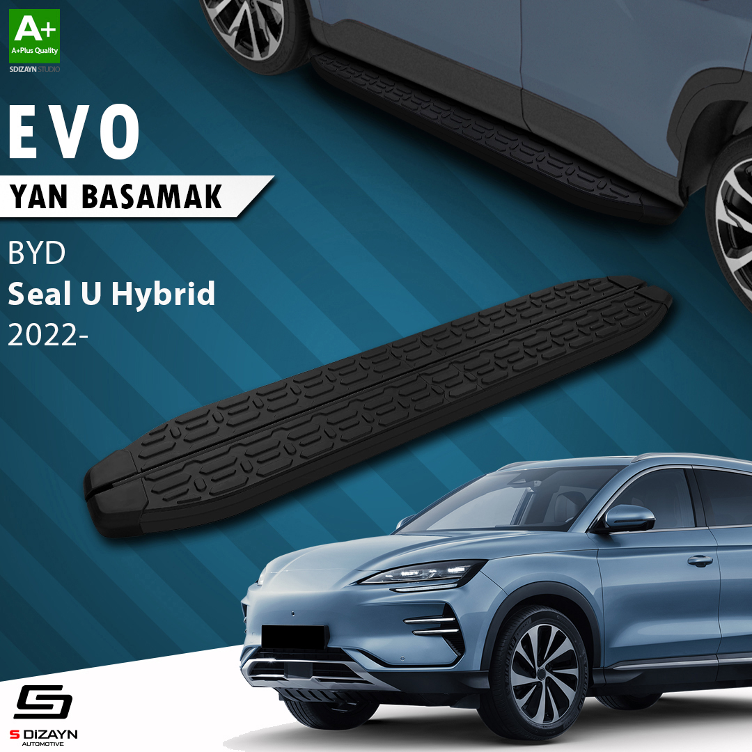 S-Dizayn BYD Seal U Hybrid Evo Siyah Yan Basamak 193 Cm 2022 Üzeri A+ Kalite S-Dizayn BYD Seal U Hybrid Evo Siyah Yan Basamak 193 Cm 2022 Üzeri A+ Kalite