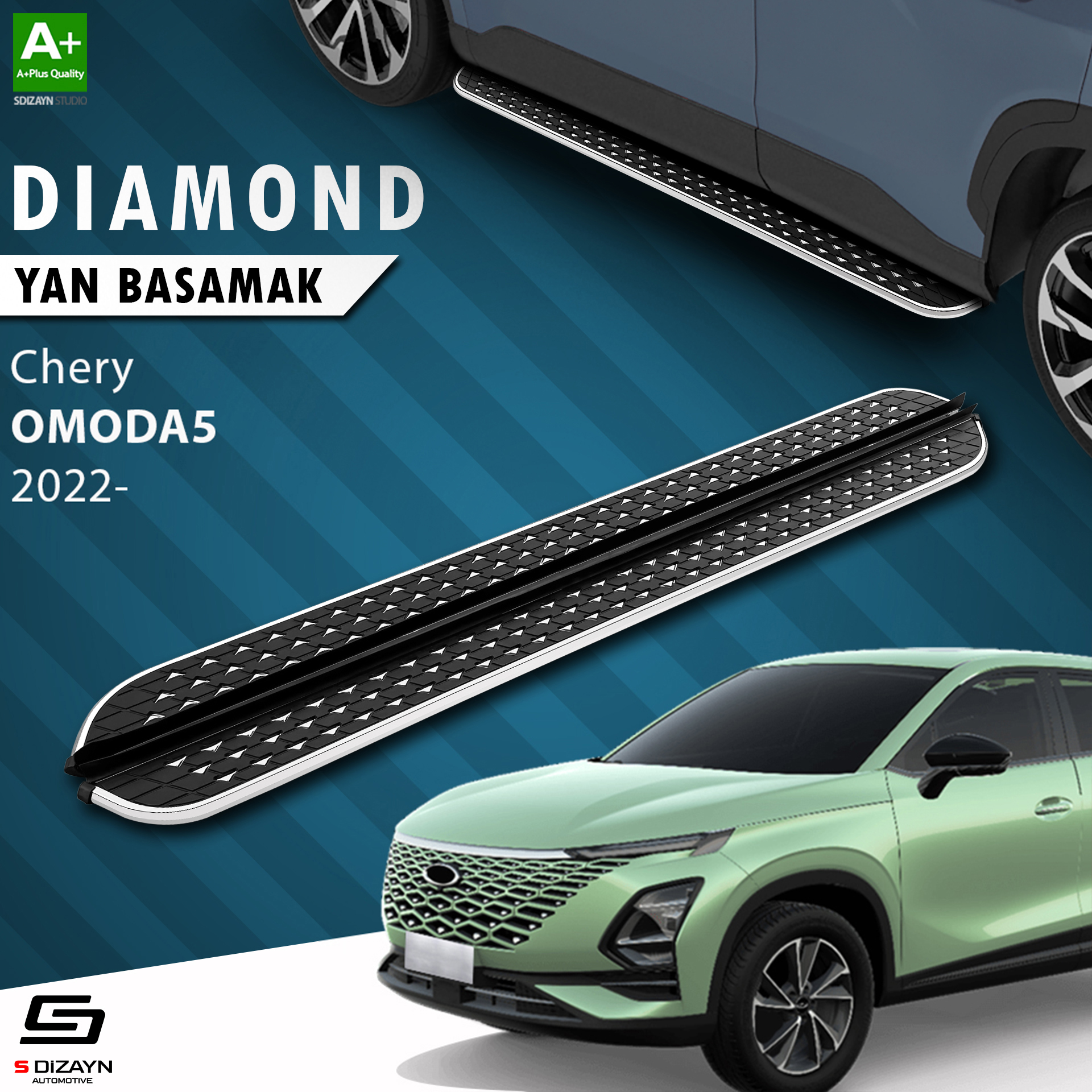 S-Dizayn Chery Omoda5 Diamond Krom Yan Basamak 183 Cm 2022 Üzeri A+ Kalite S-Dizayn Chery Omoda5 Diamond Krom Yan Basamak 183 Cm 2022 Üzeri A+ Kalite