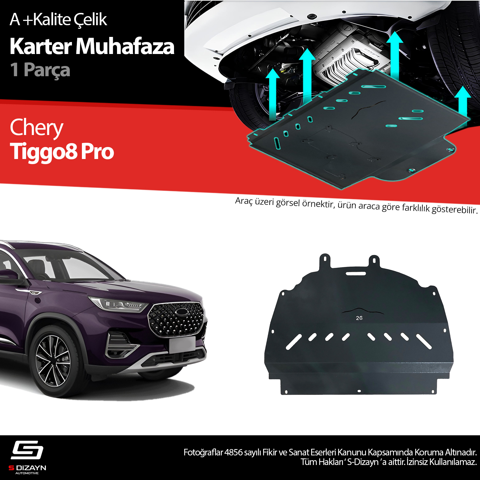 S-Dizayn Chery Tiggo 8 Pro Çelik Karter Muhafaza Koruma 2022 Üzeri A+ Kalite S-Dizayn Chery Tiggo 8 Pro Çelik Karter Muhafaza Koruma 2022 Üzeri A+ Kalite