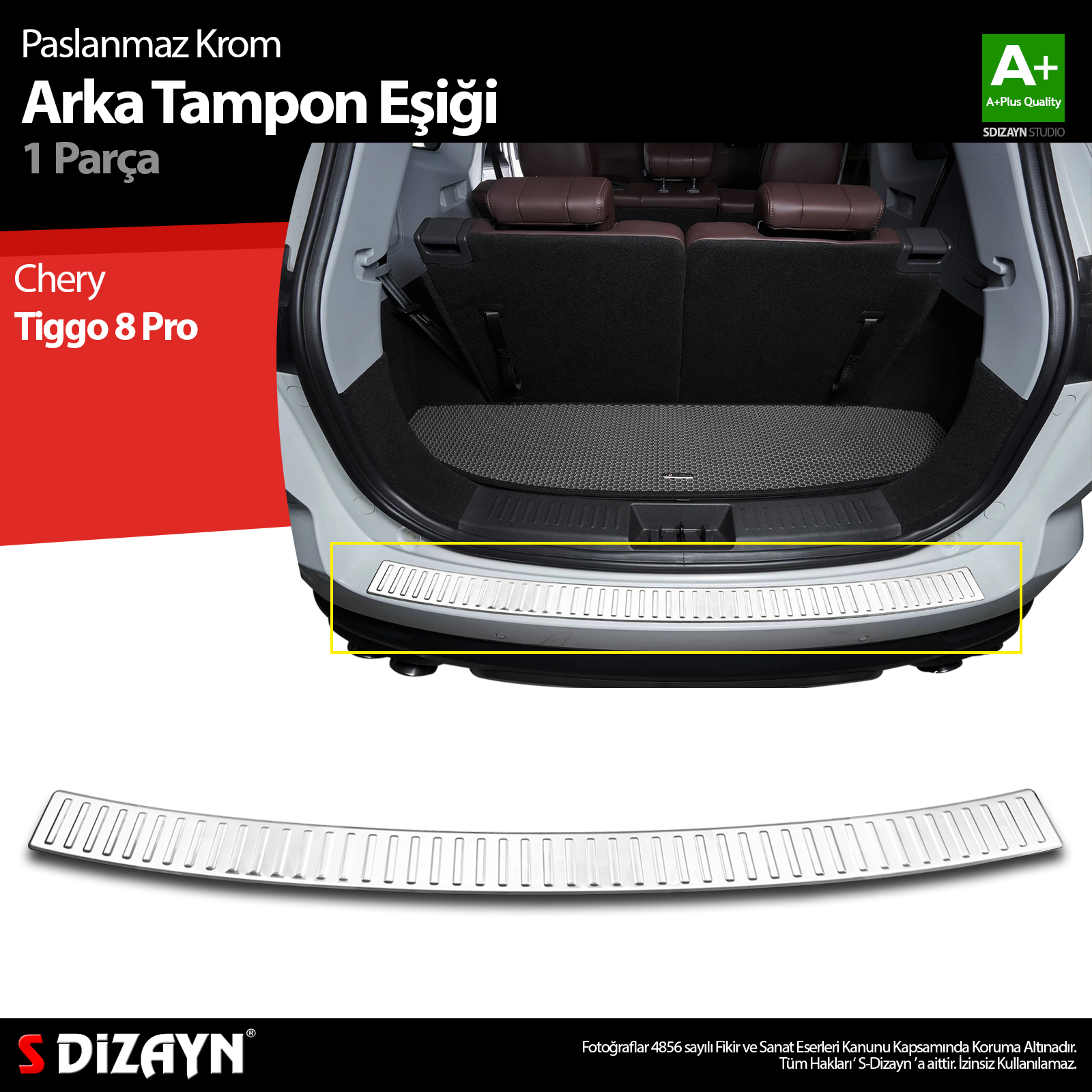 S-Dizayn Chery Tiggo 8 Pro Krom Arka Tampon Eşiği 2022 Üzeri A+ Kalite S-Dizayn Chery Tiggo 8 Pro Krom Arka Tampon Eşiği 2022 Üzeri A+ Kalite