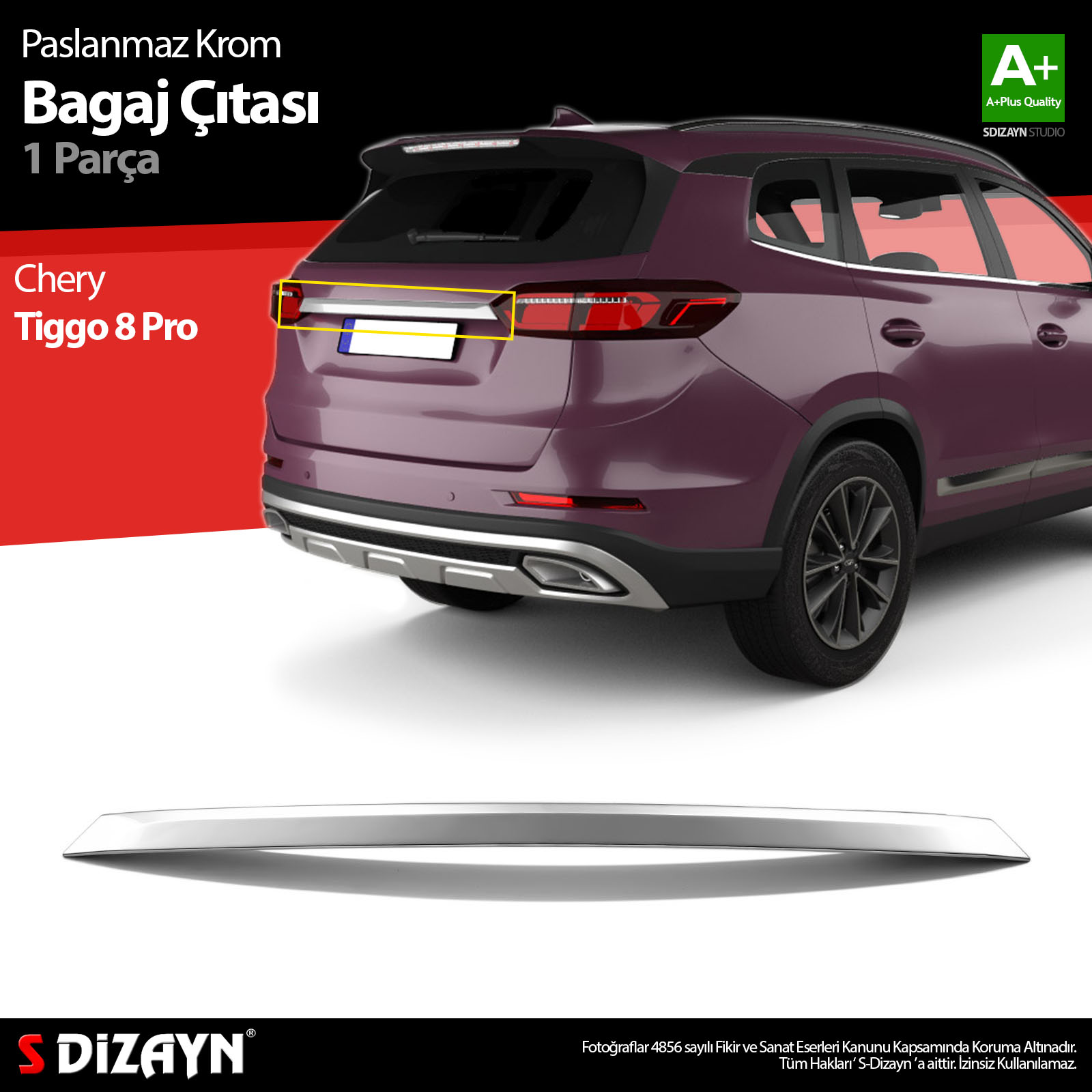 S-Dizayn Chery Tiggo 8 Pro Krom Bagaj Çıtası 2022 Üzeri A+ Kalite S-Dizayn Chery Tiggo 8 Pro Krom Bagaj Çıtası 2022 Üzeri A+ Kalite