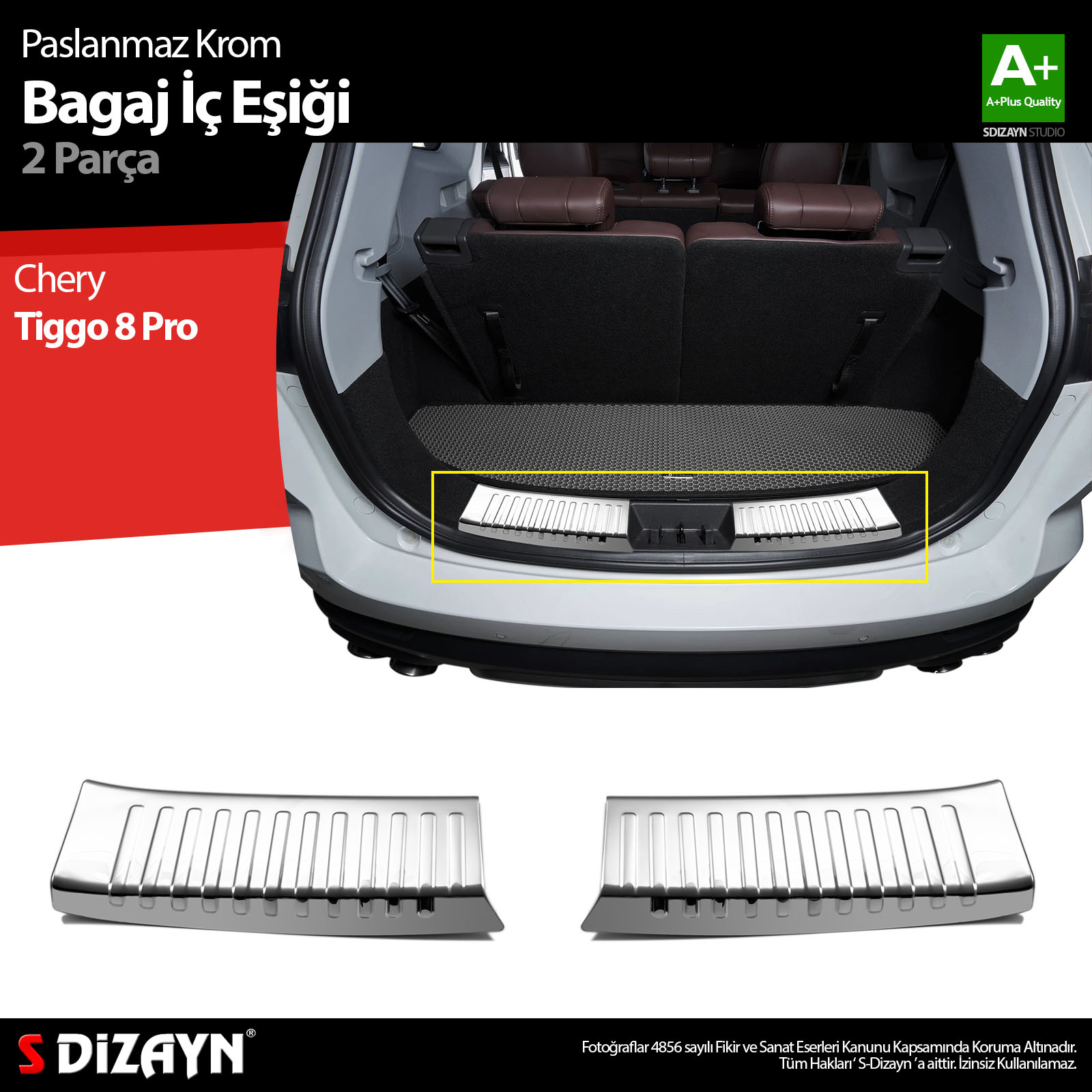 S-Dizayn Chery Tiggo 8 Pro Krom Bagaj İç Eşiği 2022 Üzeri A+ Kalite S-Dizayn Chery Tiggo 8 Pro Krom Bagaj İç Eşiği 2022 Üzeri A+ Kalite