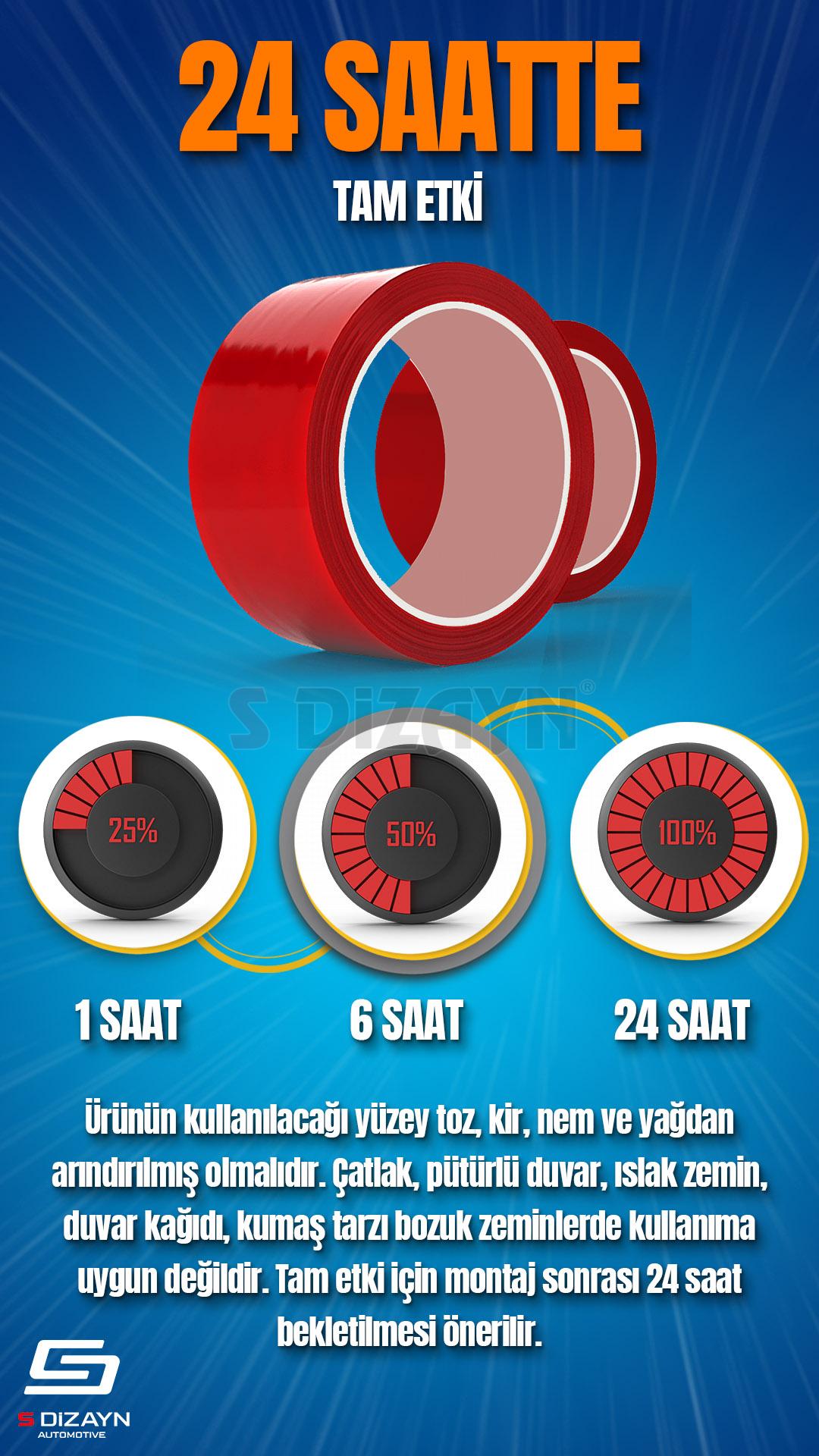 S-Dizayn Çift Taraflı Bant 10mm x 5 Metre 5`li Paket Şeffaf Silikon VHB Bant A+Kalite S-Dizayn Çift Taraflı Bant 10mm x 5 Metre 5`li Paket Şeffaf Silikon VHB Bant A+Kalite