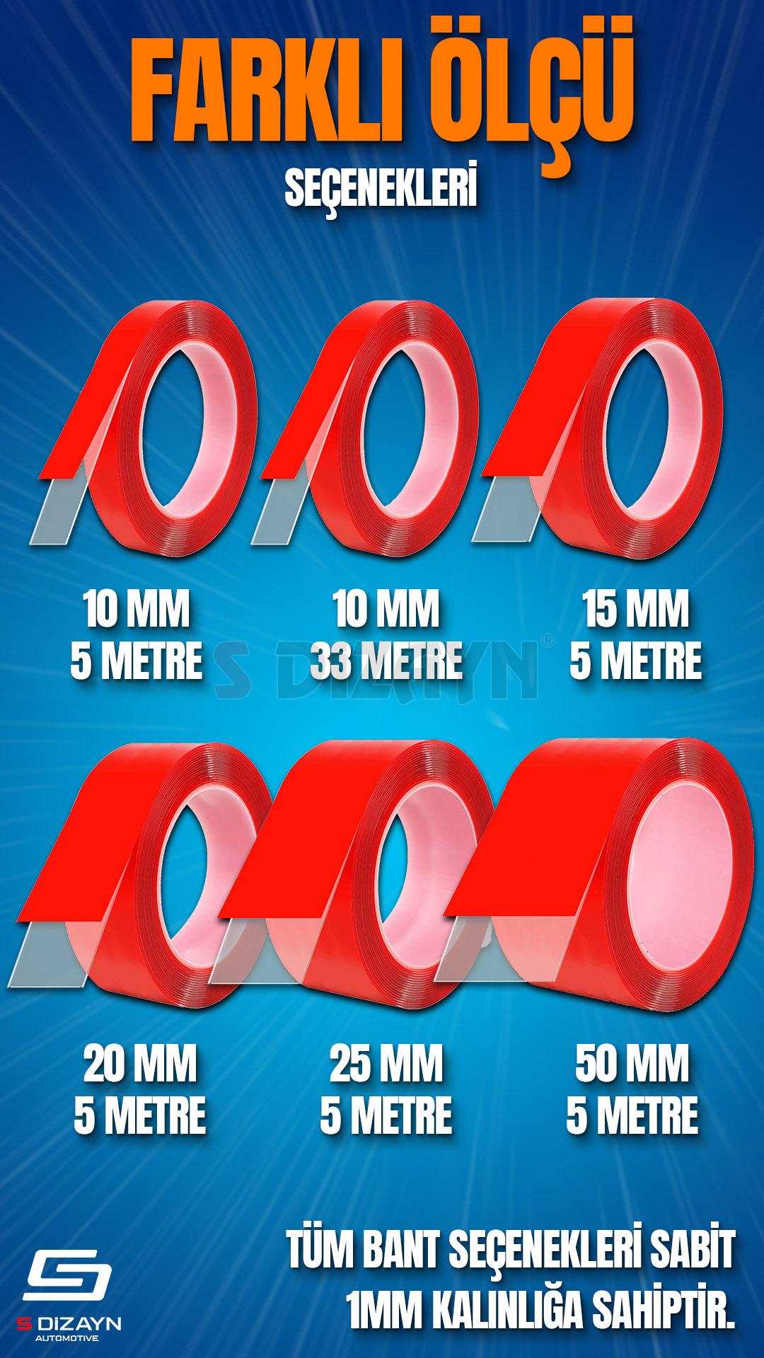 S-Dizayn Çift Taraflı Bant 20mm x 5 Metre 5`li Paket Şeffaf Silikon VHB Bant A+Kalite S-Dizayn Çift Taraflı Bant 20mm x 5 Metre 5`li Paket Şeffaf Silikon VHB Bant A+Kalite