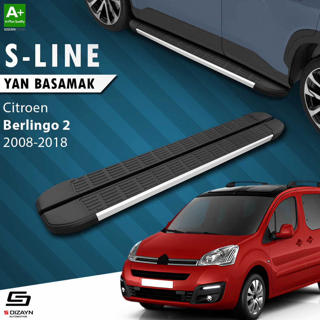 S-Dizayn Citroen Berlingo 2 S-Line Aluminyum Yan Basamak 193 Cm 2008-2018 A+ Kalite S-Dizayn Citroen Berlingo 2 S-Line Aluminyum Yan Basamak 193 Cm 2008-2018 A+ Kalite
