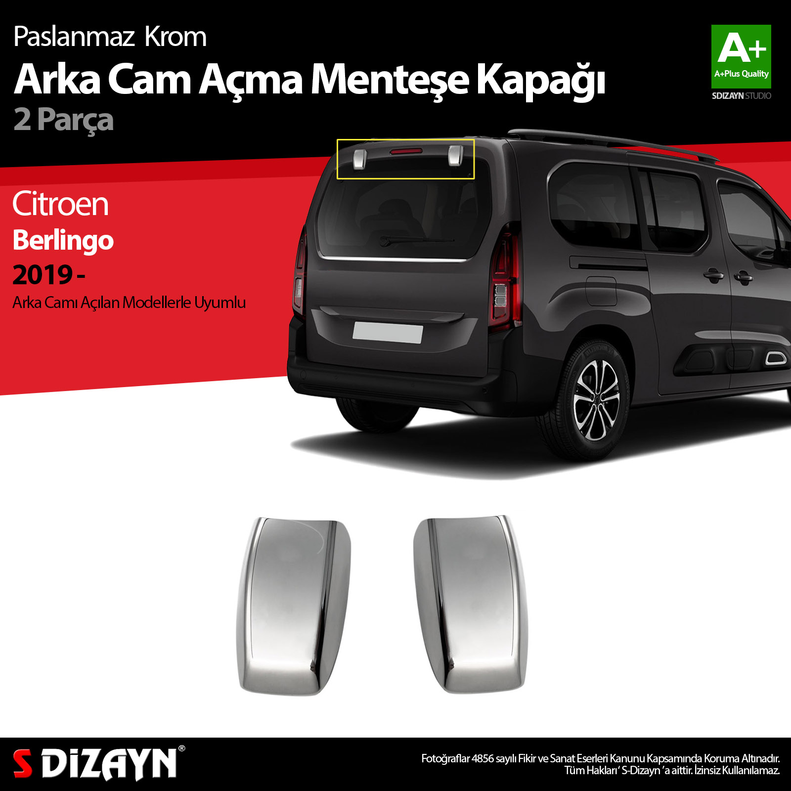 S-Dizayn Citroen Berlingo Krom Arka Cam Açma Menteşe Kapağı 2 Prç 2019 Üzeri S-Dizayn Citroen Berlingo Krom Arka Cam Açma Menteşe Kapağı 2 Prç 2019 Üzeri