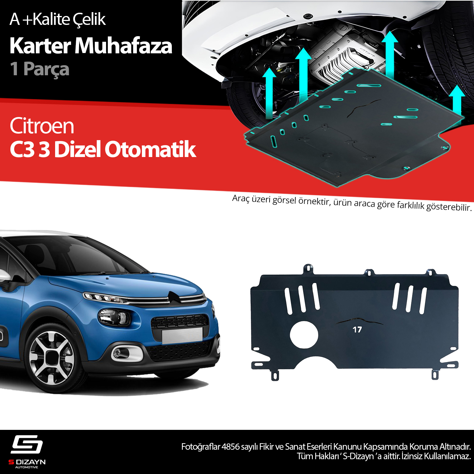 S-Dizayn Citroen C3 Dizel Otomatik Çelik Karter Muhafaza Koruma 2017-2023 A+ Kalite S-Dizayn Citroen C3 Dizel Otomatik Çelik Karter Muhafaza Koruma 2017-2023 A+ Kalite