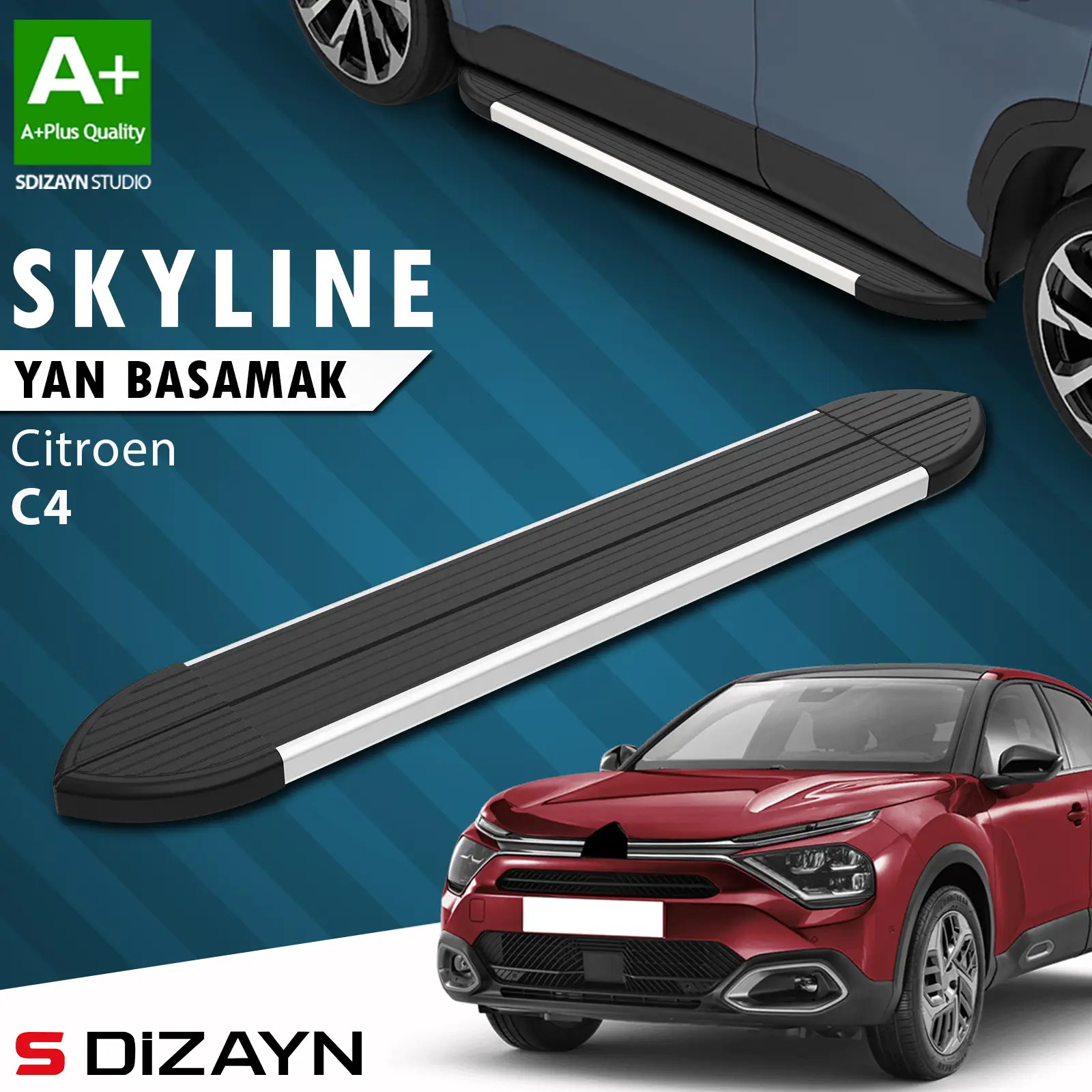 S-Dizayn Citroen C4 3 Skyline Aluminyum Yan Basamak 183 Cm 2021 Üzeri A+ Kalite