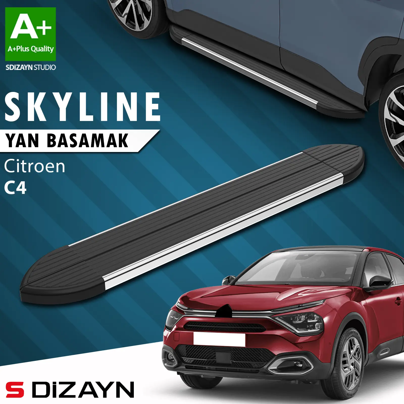 S-Dizayn Citroen C4 3 Skyline Krom Yan Basamak 183 Cm 2021 Üzeri A+ Kalite