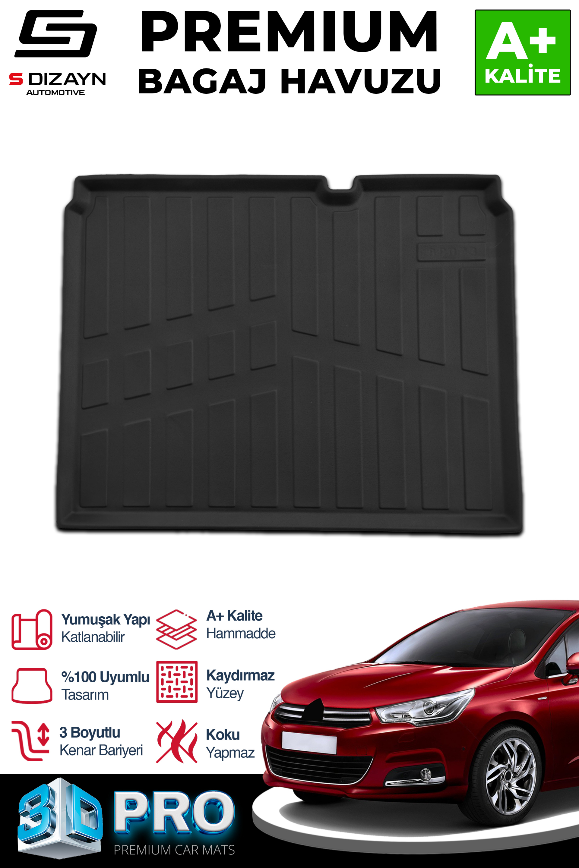 S-Dizayn Citroen C4 3D Pro Bagaj Havuzu 2010-2018 A+ Kalite S-Dizayn Citroen C4 3D Pro Bagaj Havuzu 2010-2018 A+ Kalite