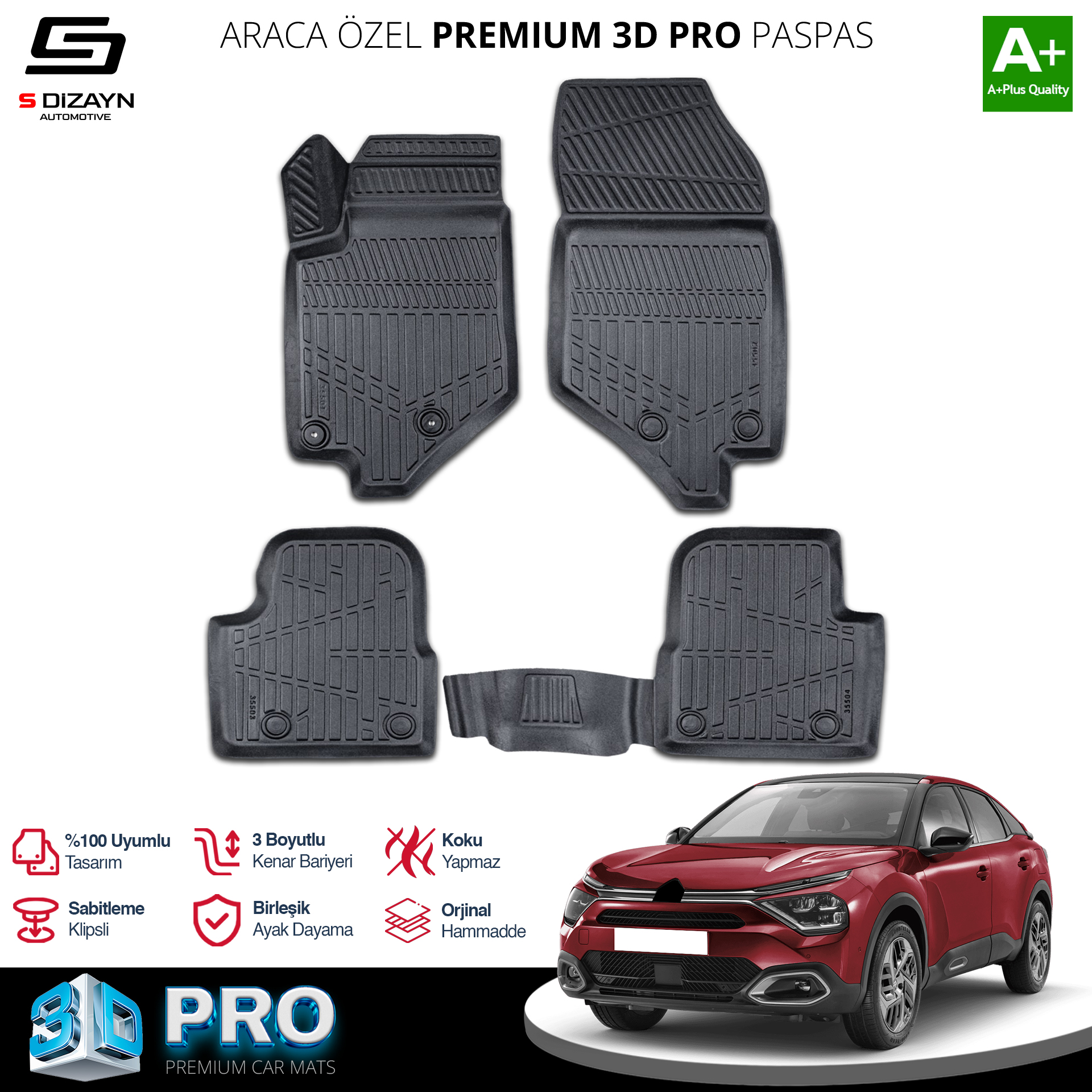 S-Dizayn Citroen C4 3D Pro Havuzlu Paspas 2021 Üzeri A+ Kalite S-Dizayn Citroen C4 3D Pro Havuzlu Paspas 2021 Üzeri A+ Kalite