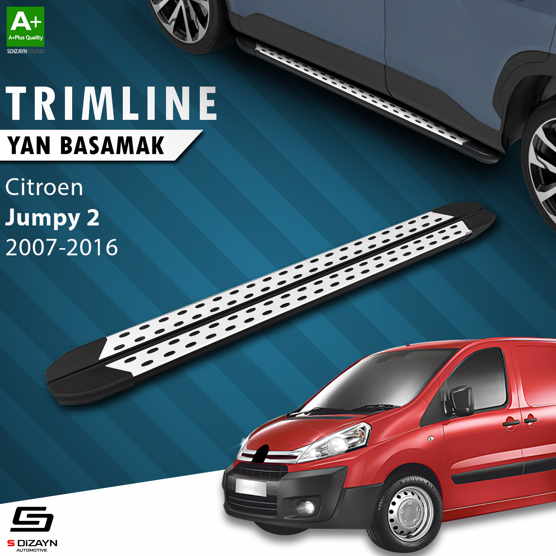S-Dizayn Citroen Jumpy 2 Kısa Şase TrimLine Gri Yan Basamak 220 Cm 2007-2016 S-Dizayn Citroen Jumpy 2 Kısa Şase TrimLine Gri Yan Basamak 220 Cm 2007-2016