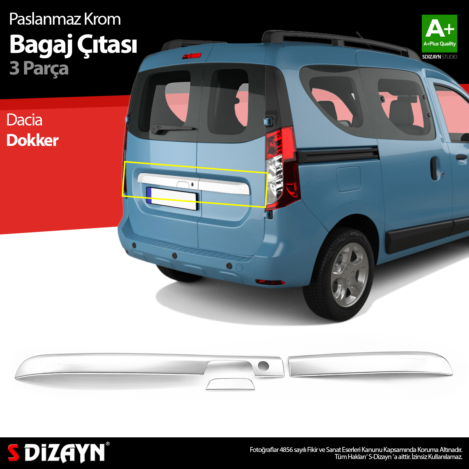 S-Dizayn Dacia Dokker Krom Bagaj Çıtası 3 Prç. 2012 Üzeri A+ Kalite S-Dizayn Dacia Dokker Krom Bagaj Çıtası 3 Prç. 2012 Üzeri A+ Kalite