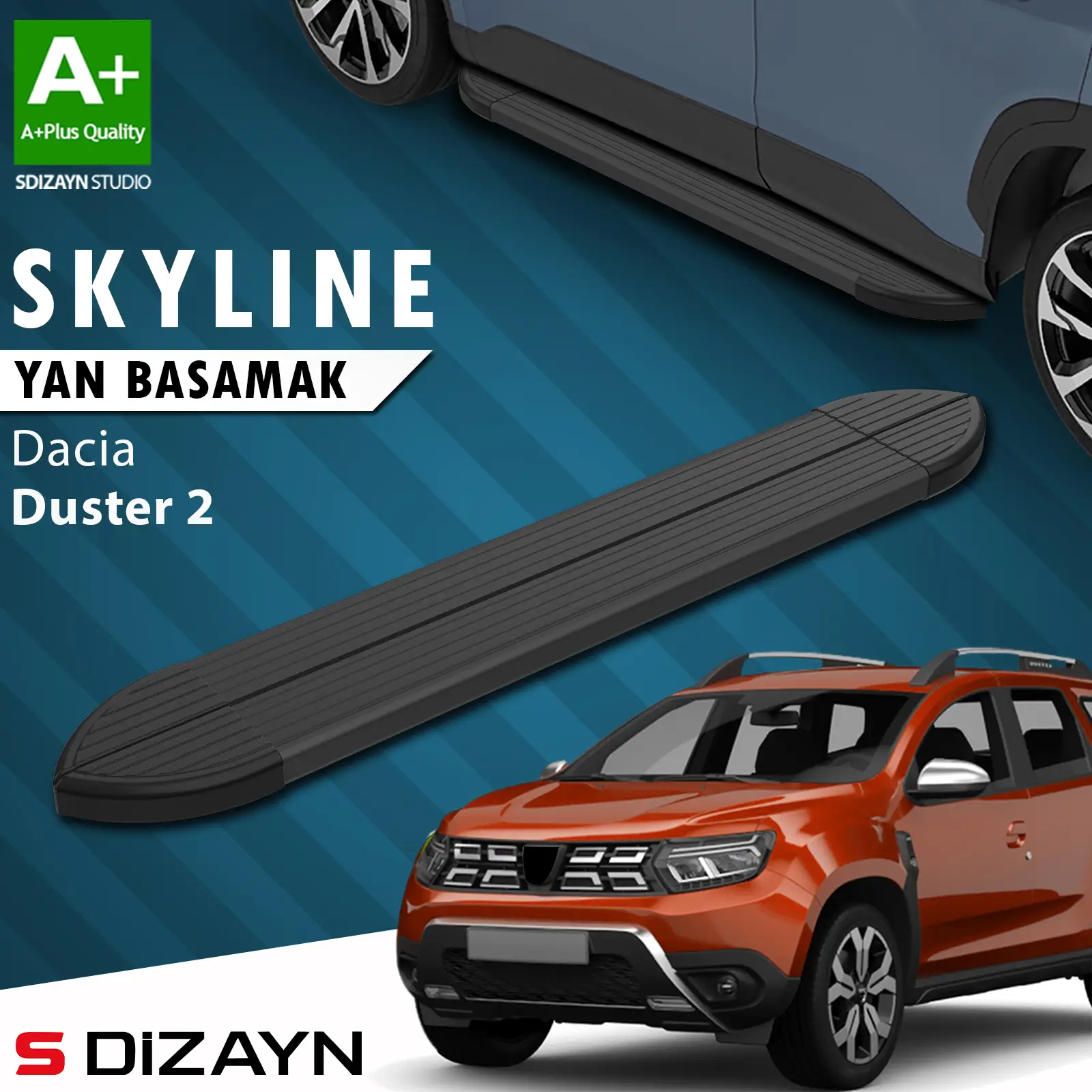 Dacia Duster 2 Skyline Siyah Yan Basamak 183 Cm 2018-2023 A+ Kalite