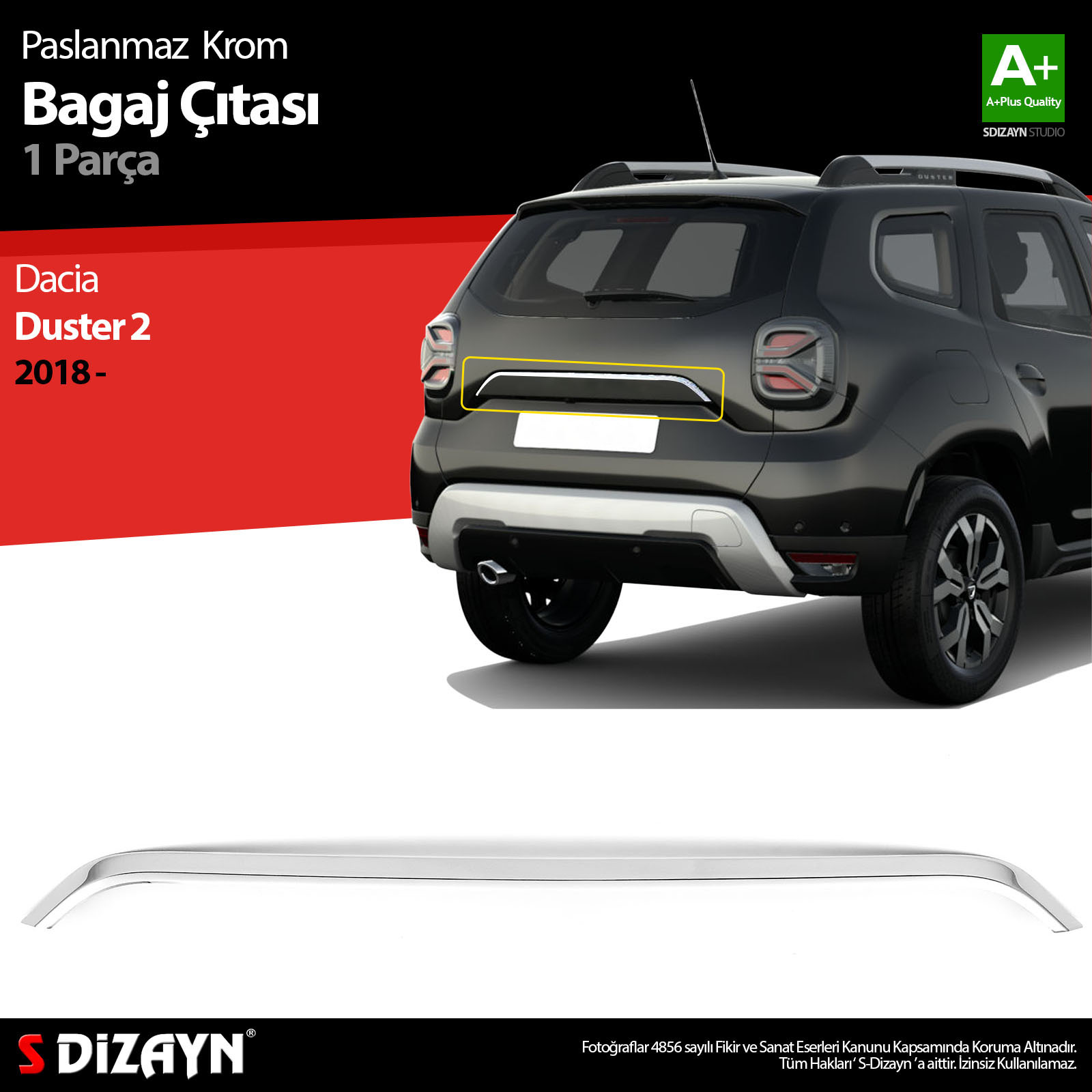 S-Dizayn Dacia Duster Krom Bagaj Çıtası 2018-2024 S-Dizayn Dacia Duster Krom Bagaj Çıtası 2018-2024