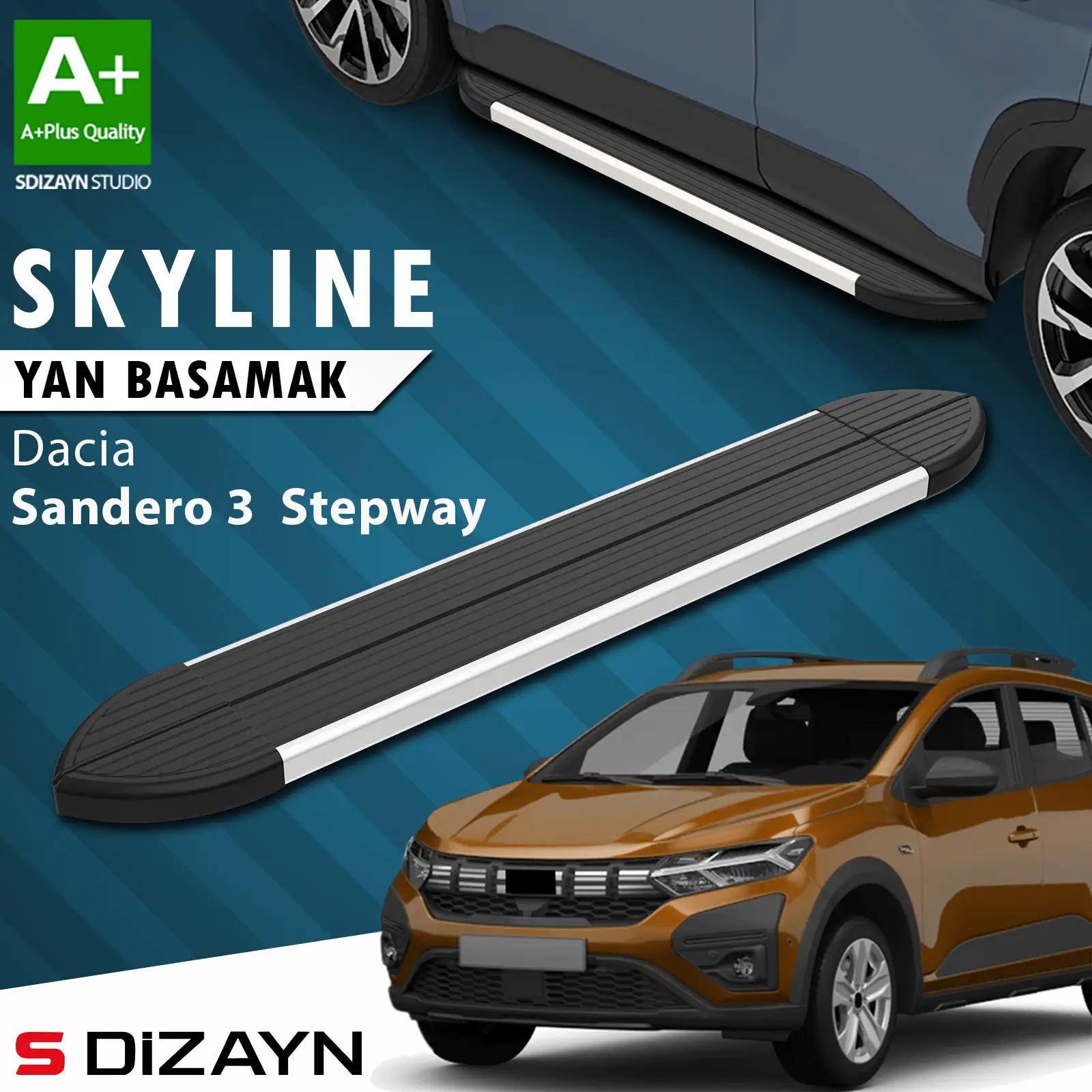Dacia Sandero 3 Stepway Skyline Aluminyum Yan Basamak 183 Cm 2020 Üzeri A+ Kalite