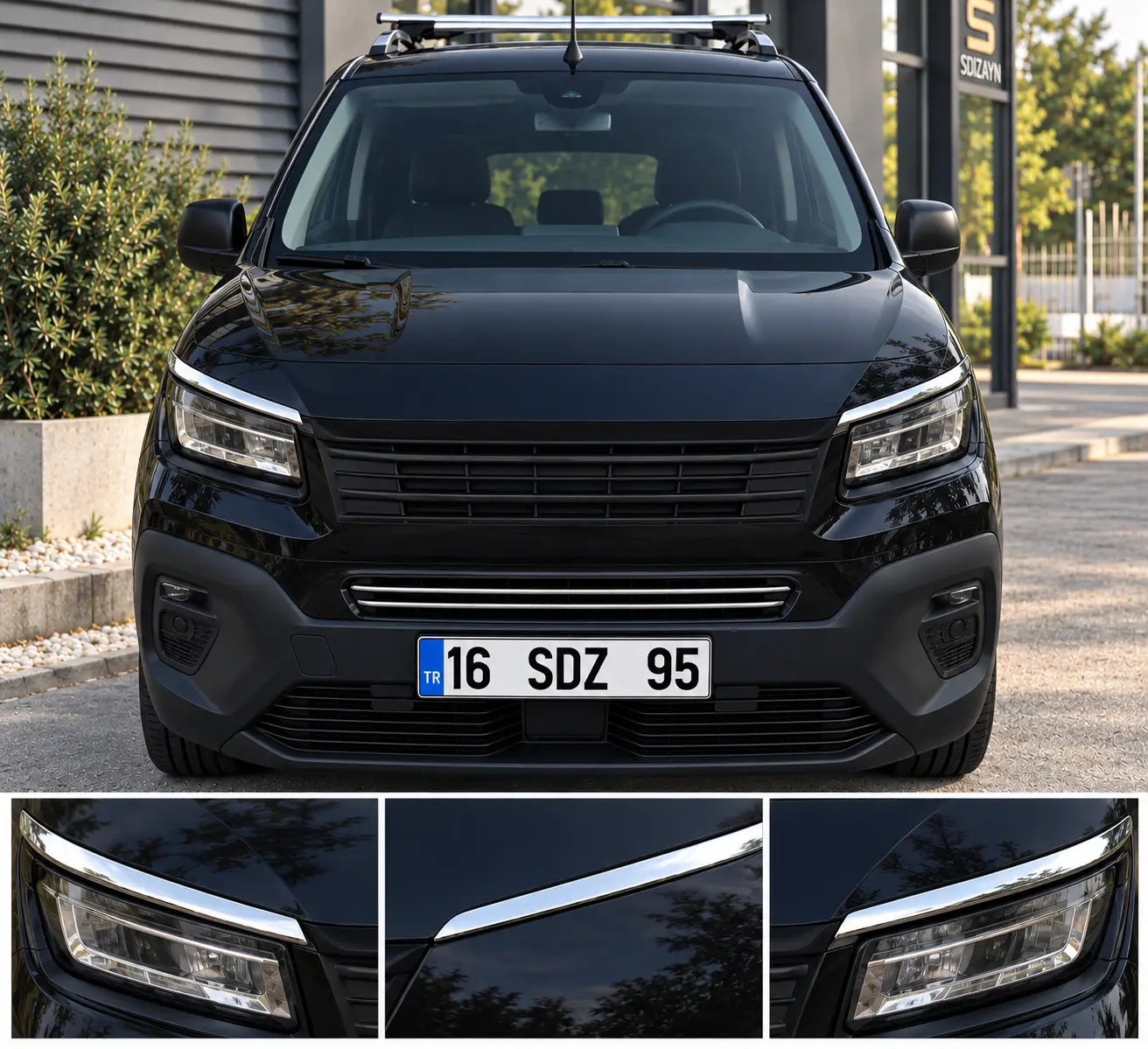 S-Dizayn Fiat Doblo 3 Krom Far Üst Çıtası 2 Prç. 2023 Üzeri A+ Kalite