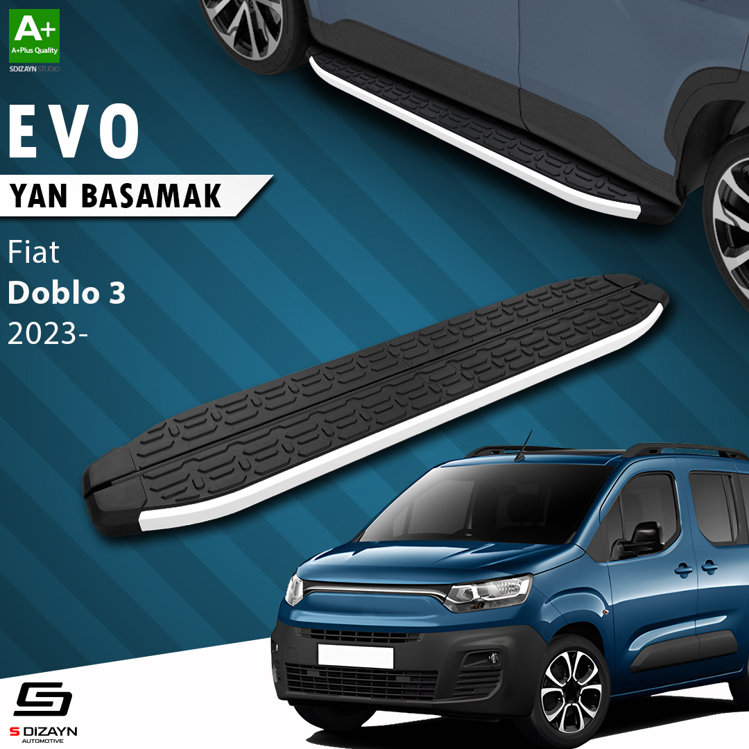 S-Dizayn Fiat Doblo 3 Uzun Şase Evo Aluminyum Yan Basamak 213 Cm 2023 Üzeri A+ Kalite S-Dizayn Fiat Doblo 3 Uzun Şase Evo Aluminyum Yan Basamak 213 Cm 2023 Üzeri A+ Kalite