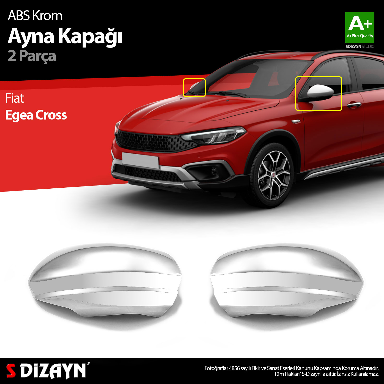 S-Dizayn Fiat Egea Cross Abs Krom Ayna Kapağı 2 Prç. 2020 Üzeri S-Dizayn Fiat Egea Cross Abs Krom Ayna Kapağı 2 Prç. 2020 Üzeri