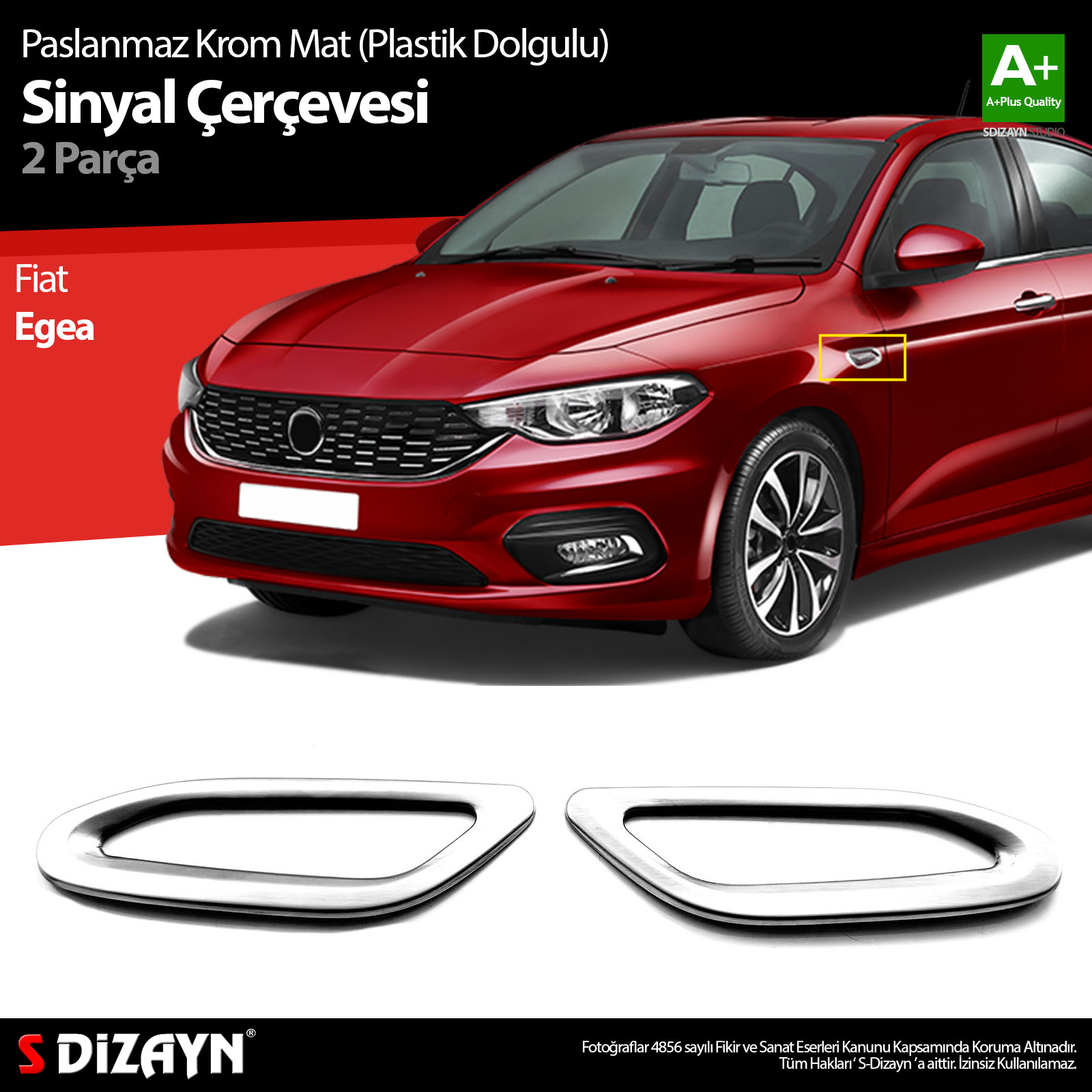 S-Dizayn Fiat Egea Mat Krom Sinyal Çerçevesi 2 Prç. ABS Plastik Dolgulu 2015 Üzeri A+ Kalite S-Dizayn Fiat Egea Mat Krom Sinyal Çerçevesi 2 Prç. ABS Plastik Dolgulu 2015 Üzeri A+ Kalite