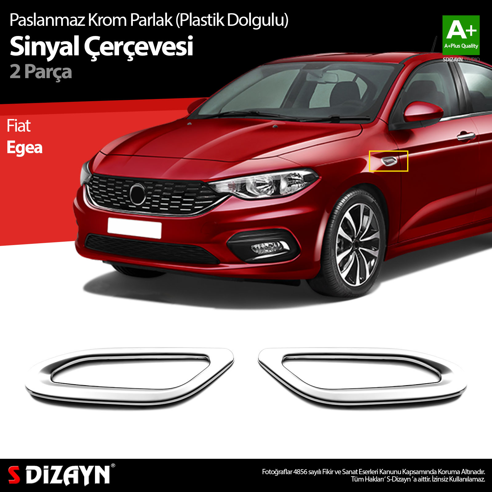 S-Dizayn Fiat Egea Parlak Krom Sinyal Çerçevesi 2 Prç. ABS Plastik Dolgulu 2015 Üzeri A+ Kalite S-Dizayn Fiat Egea Parlak Krom Sinyal Çerçevesi 2 Prç. ABS Plastik Dolgulu 2015 Üzeri A+ Kalite