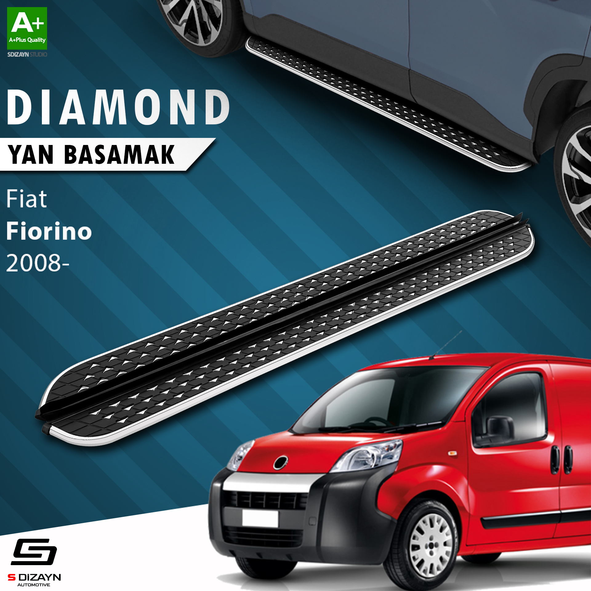 S-Dizayn Fiat Fiorino Diamond Krom Yan Basamak 173 Cm 2008 Üzeri A+ Kalite S-Dizayn Fiat Fiorino Diamond Krom Yan Basamak 173 Cm 2008 Üzeri A+ Kalite